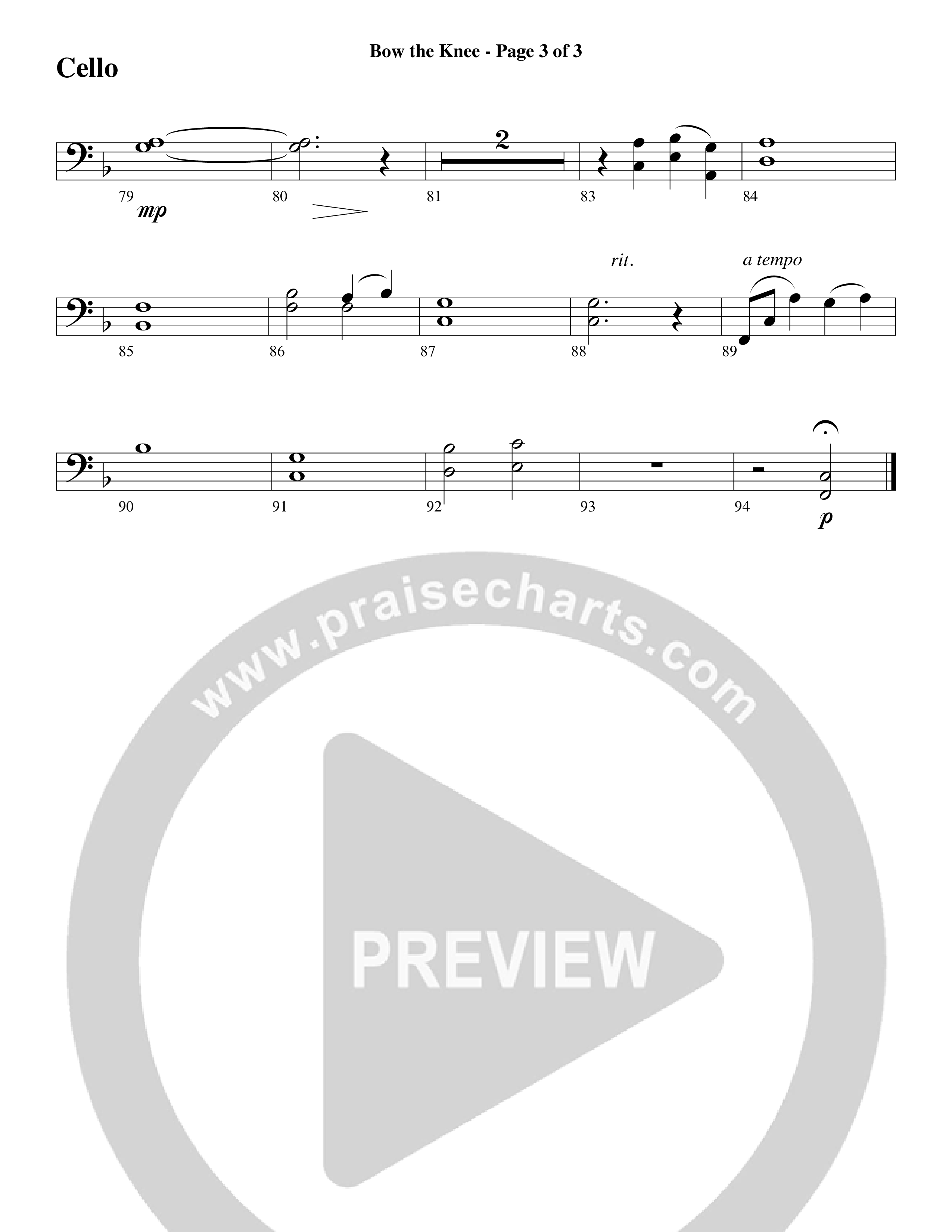 Bow The Knee (Choral Anthem SATB) Cello (Word Music Choral / Robert Sterling)