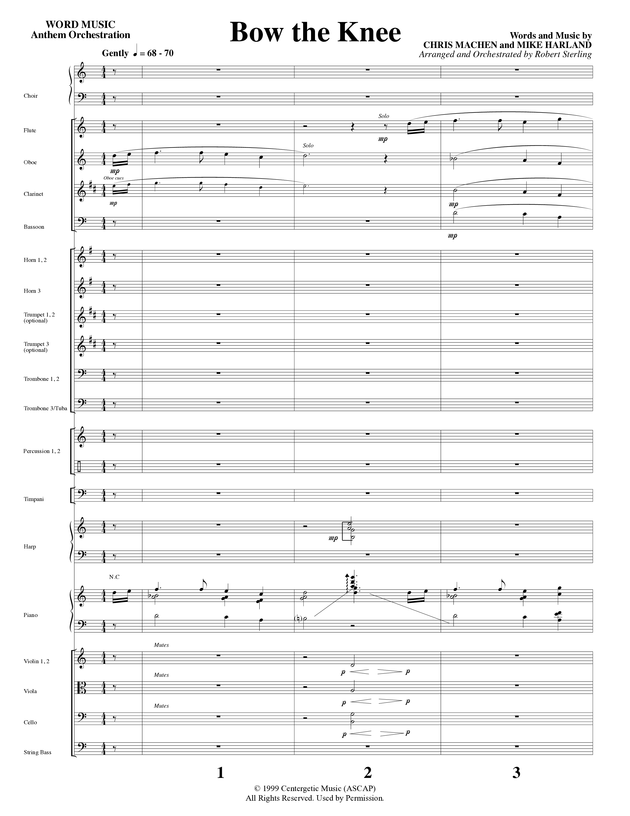 Bow The Knee (Choral Anthem SATB) Orchestration (Word Music Choral / Robert Sterling)