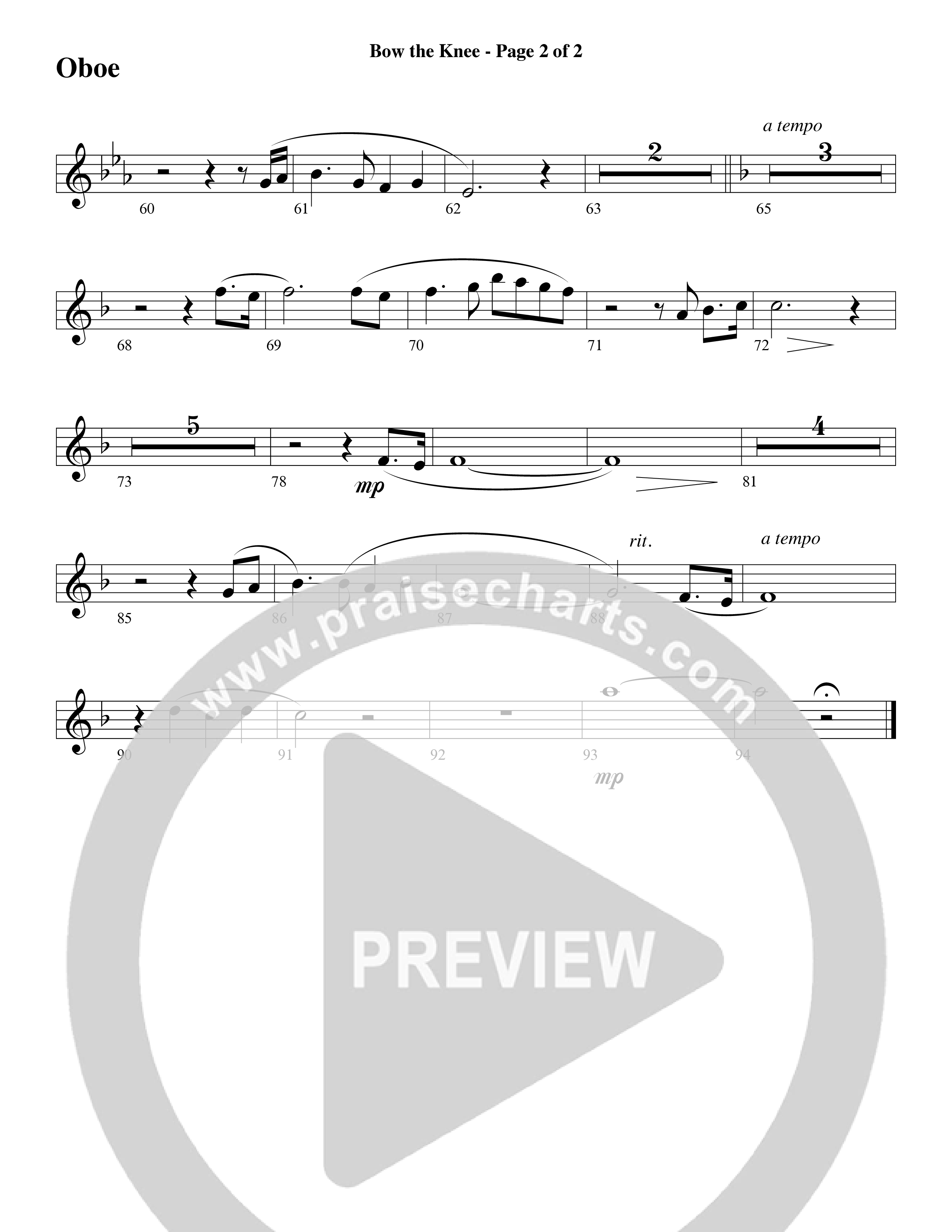 Bow The Knee (Choral Anthem SATB) Oboe (Word Music Choral / Robert Sterling)