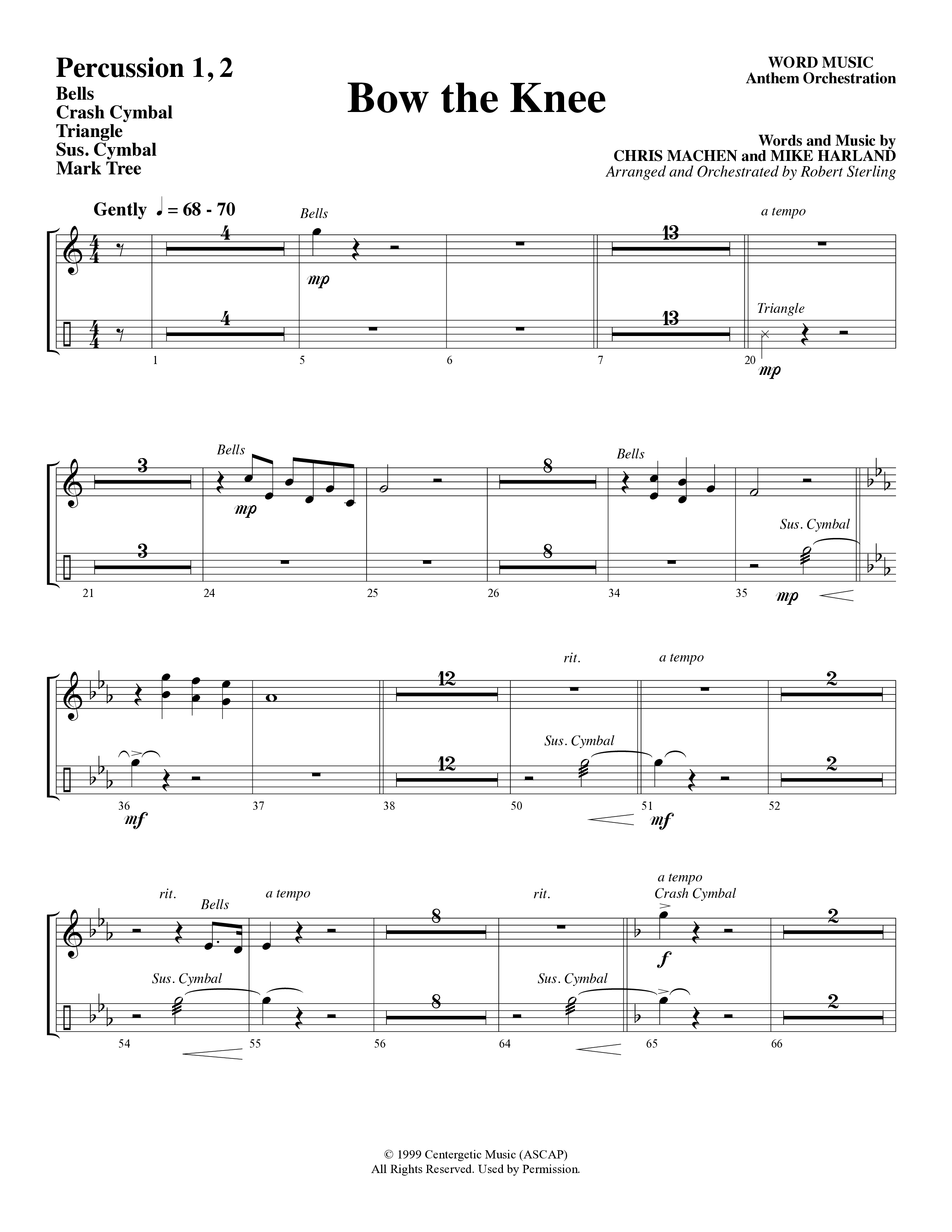 Bow The Knee (Choral Anthem SATB) Percussion (Word Music Choral / Robert Sterling)