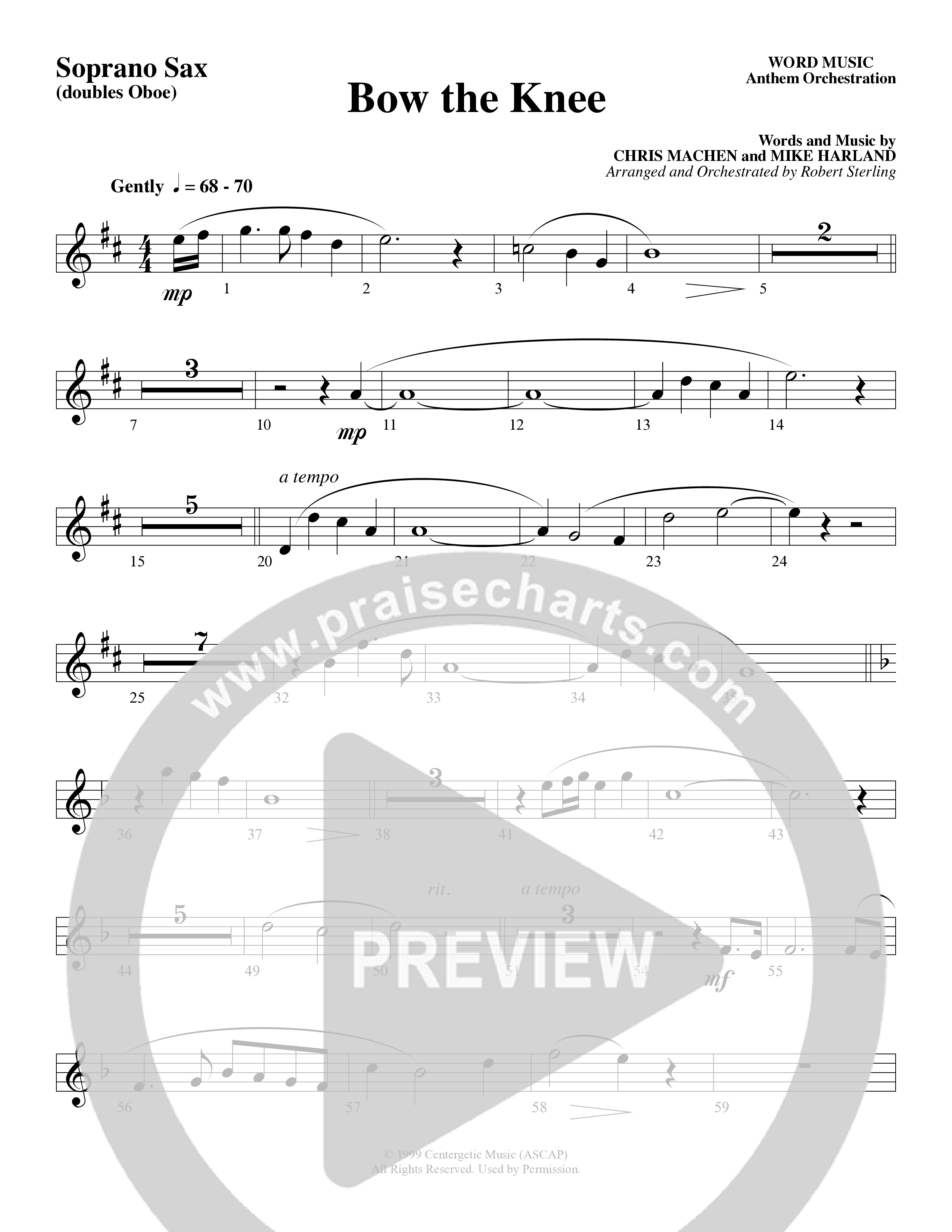 Bow The Knee (Choral Anthem SATB) Soprano Sax (Word Music Choral / Robert Sterling)