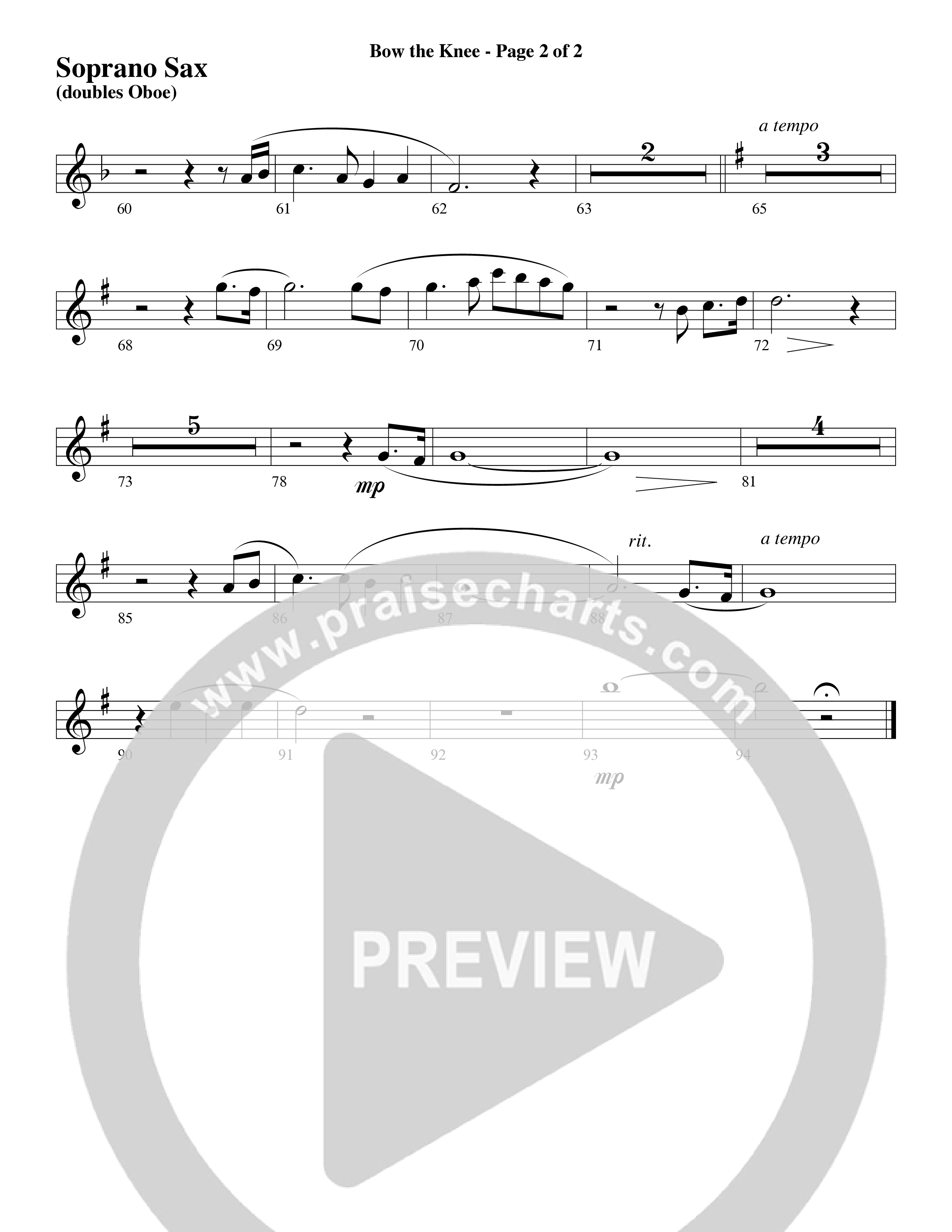 Bow The Knee (Choral Anthem SATB) Soprano Sax (Word Music Choral / Robert Sterling)