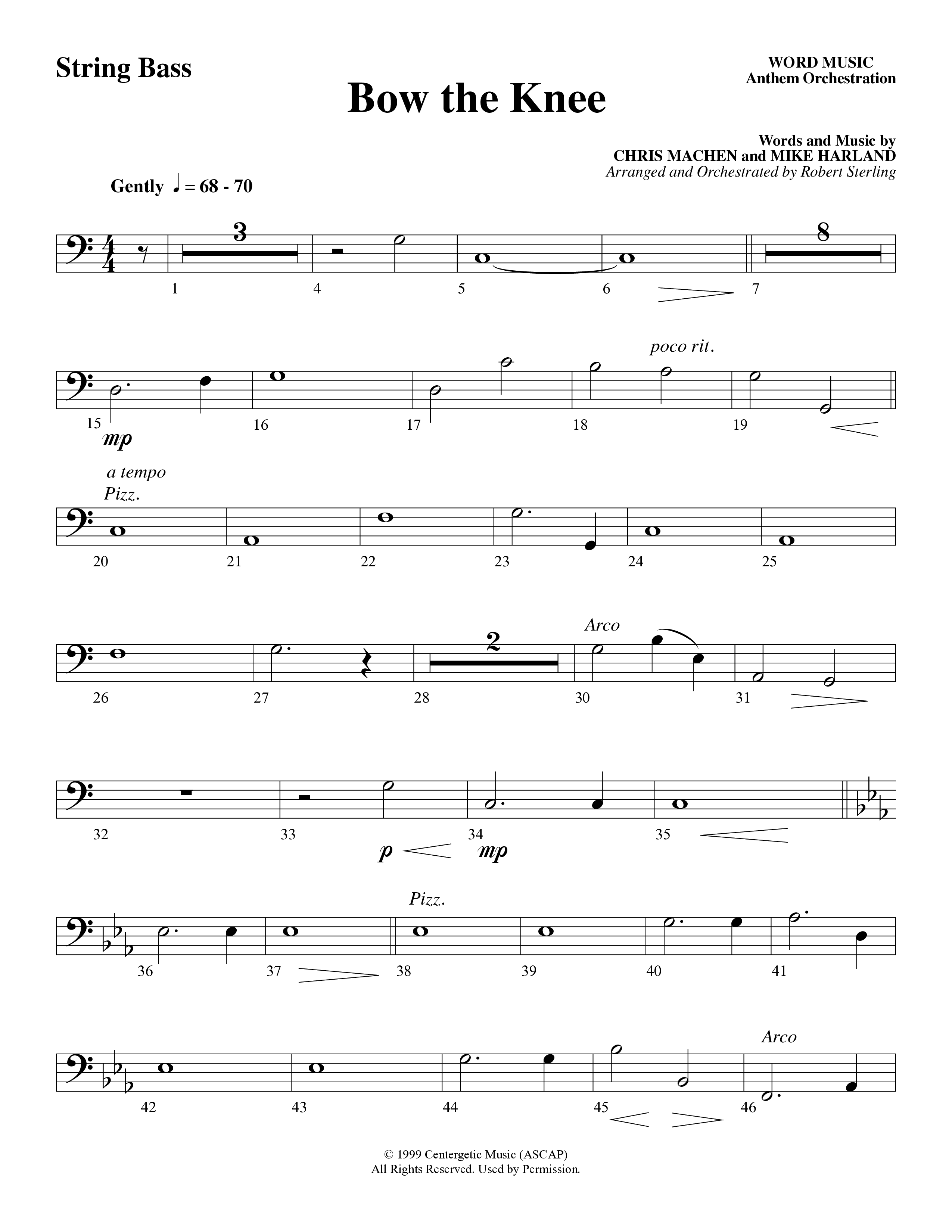 Bow The Knee (Choral Anthem SATB) String Bass (Word Music Choral / Robert Sterling)