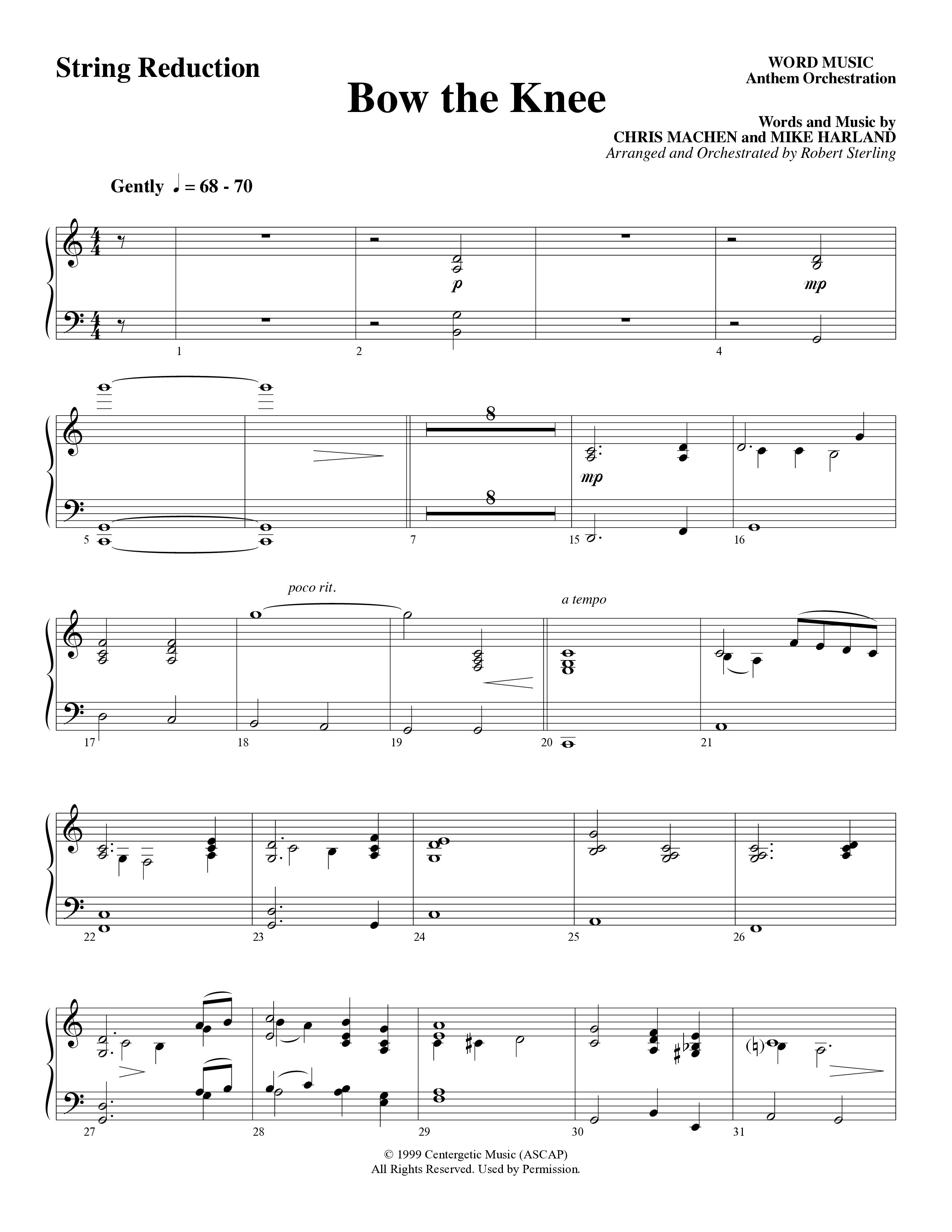 Bow The Knee (Choral Anthem SATB) String Reduction (Word Music Choral / Robert Sterling)