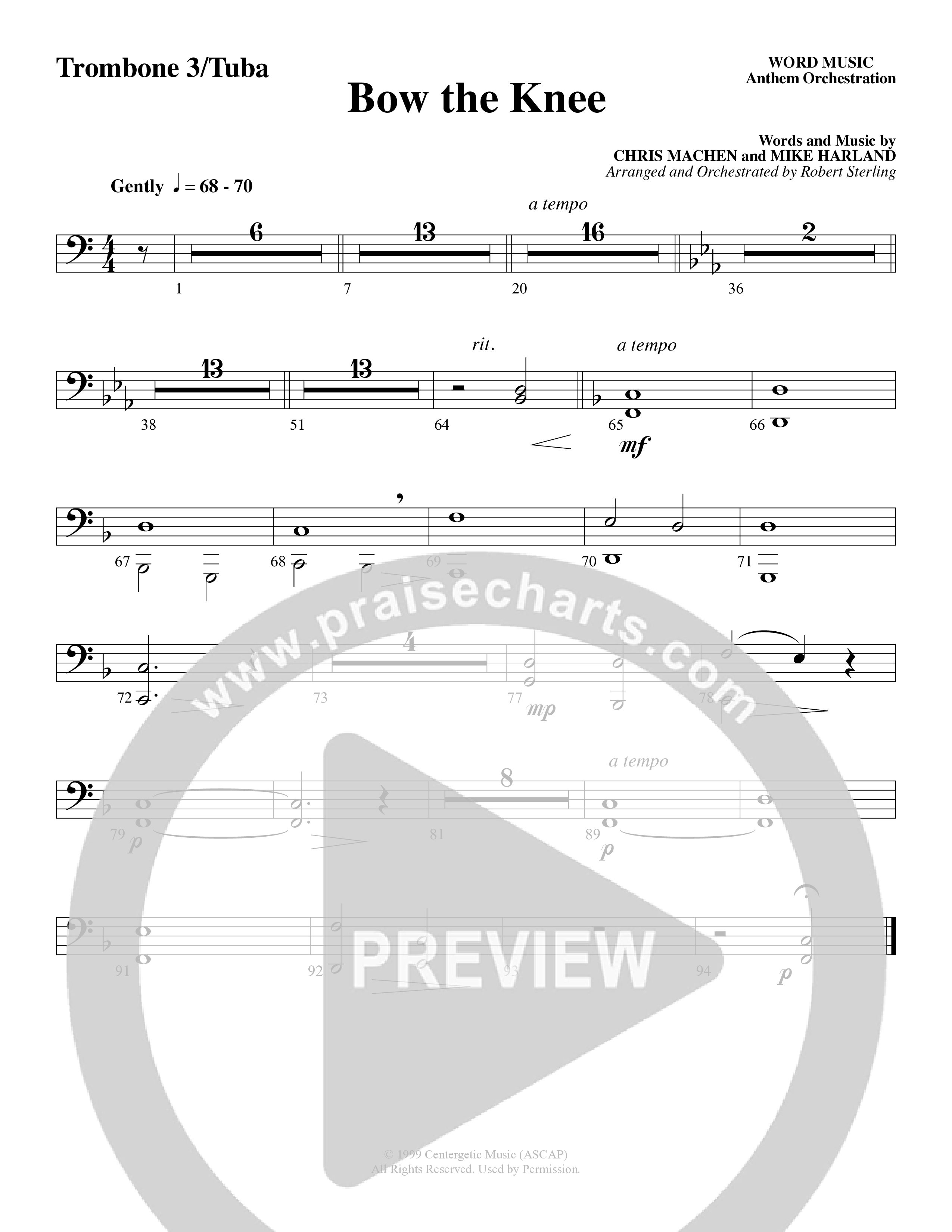 Bow The Knee (Choral Anthem SATB) Trombone 3/Tuba (Word Music Choral / Robert Sterling)