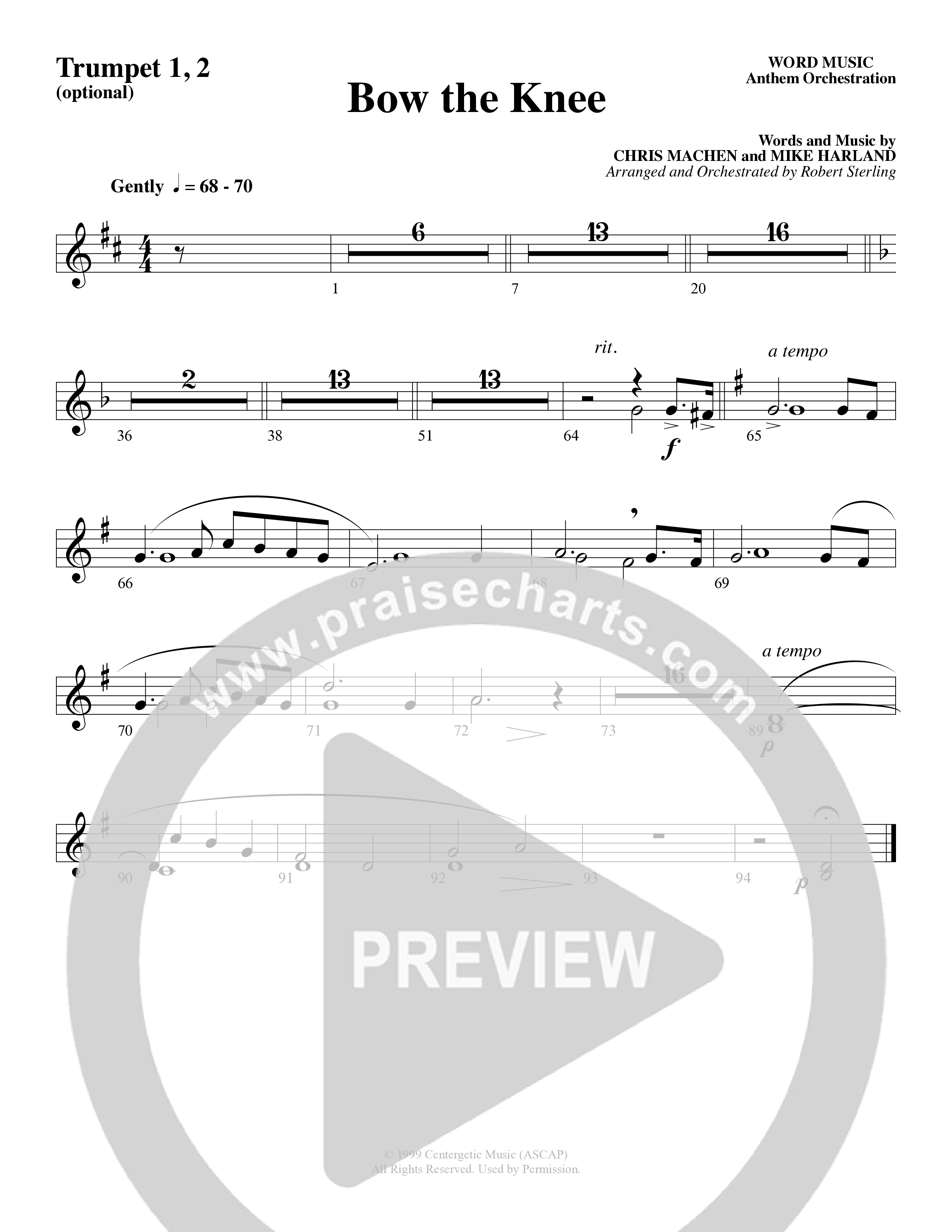 Bow The Knee (Choral Anthem SATB) Trumpet (Word Music Choral / Robert Sterling)