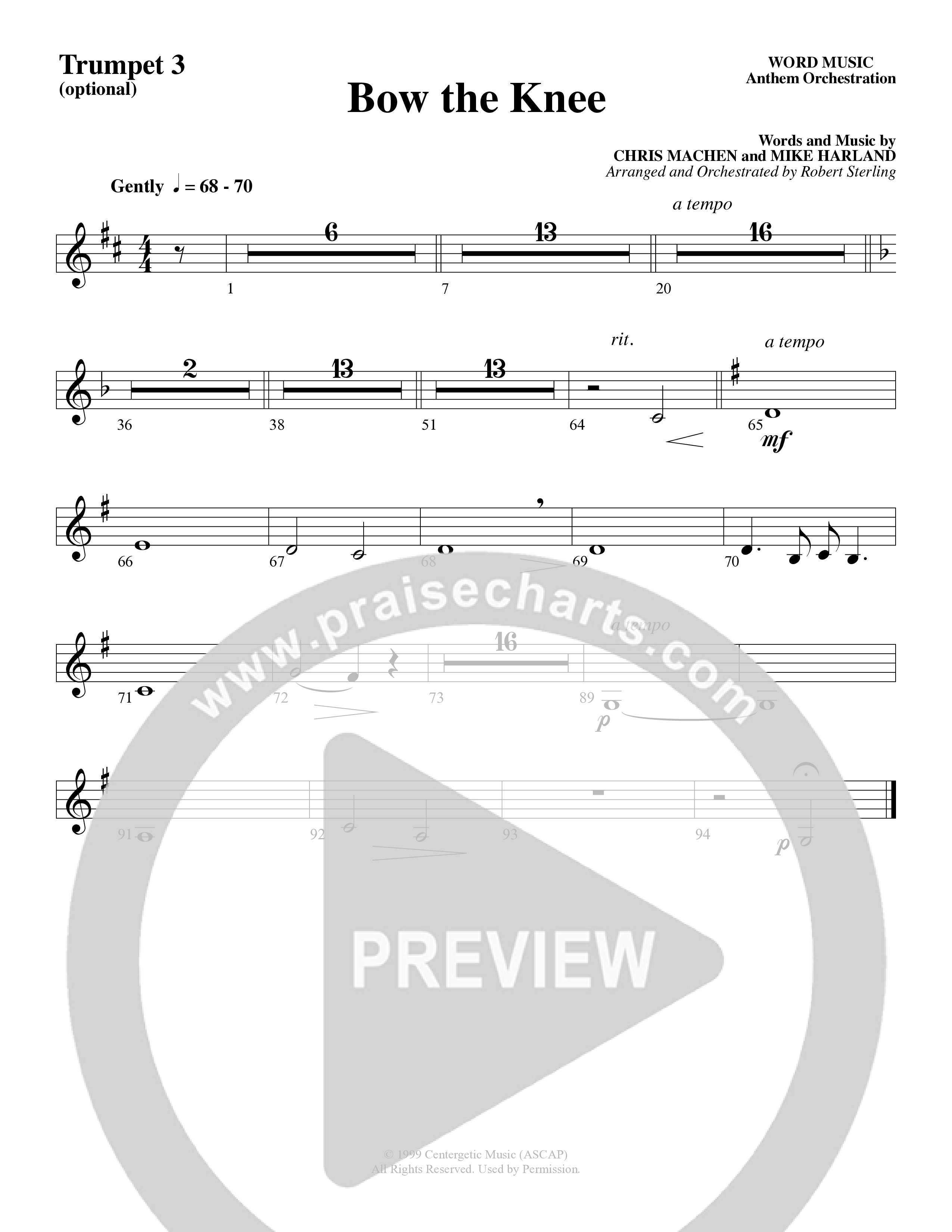 Bow The Knee (Choral Anthem SATB) Trumpet (Word Music Choral / Robert Sterling)
