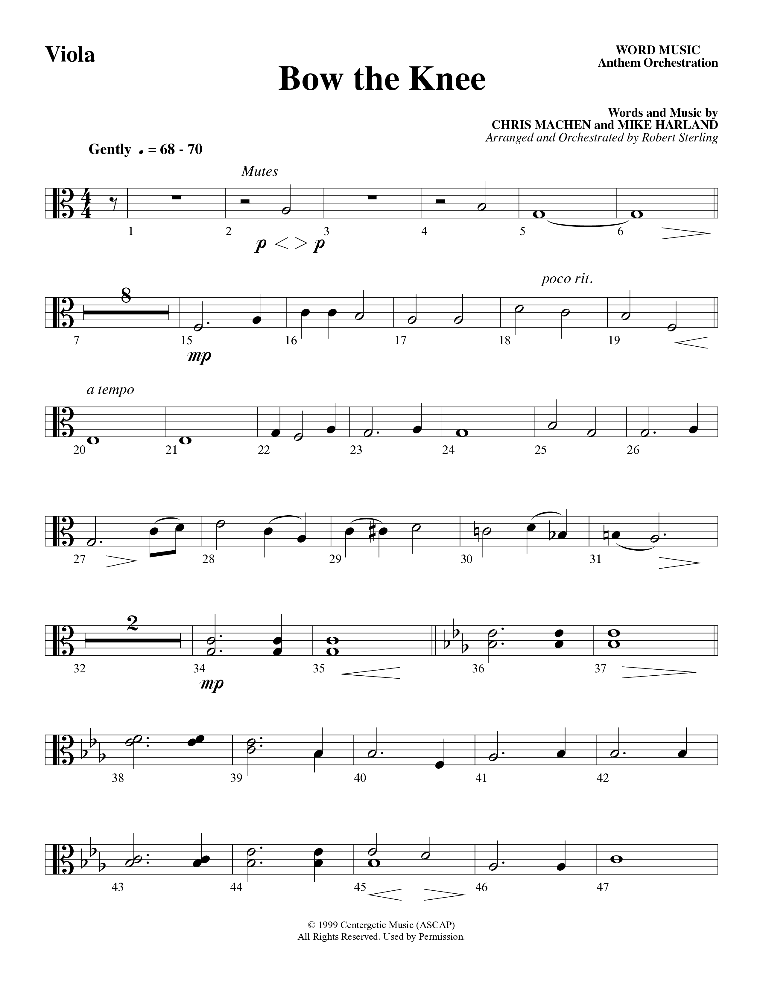 Bow The Knee (Choral Anthem SATB) Viola (Word Music Choral / Robert Sterling)