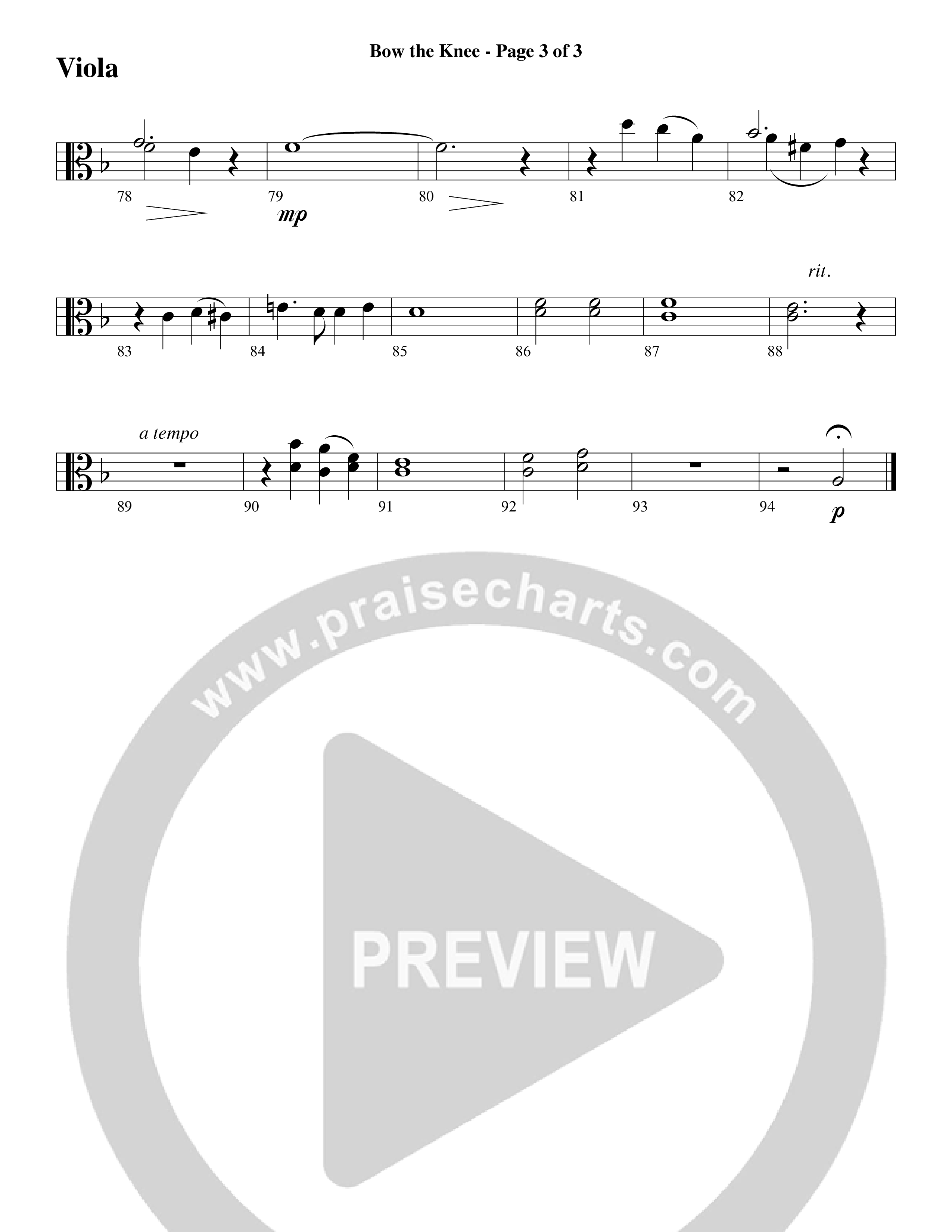 Bow The Knee (Choral Anthem SATB) Viola (Word Music Choral / Robert Sterling)
