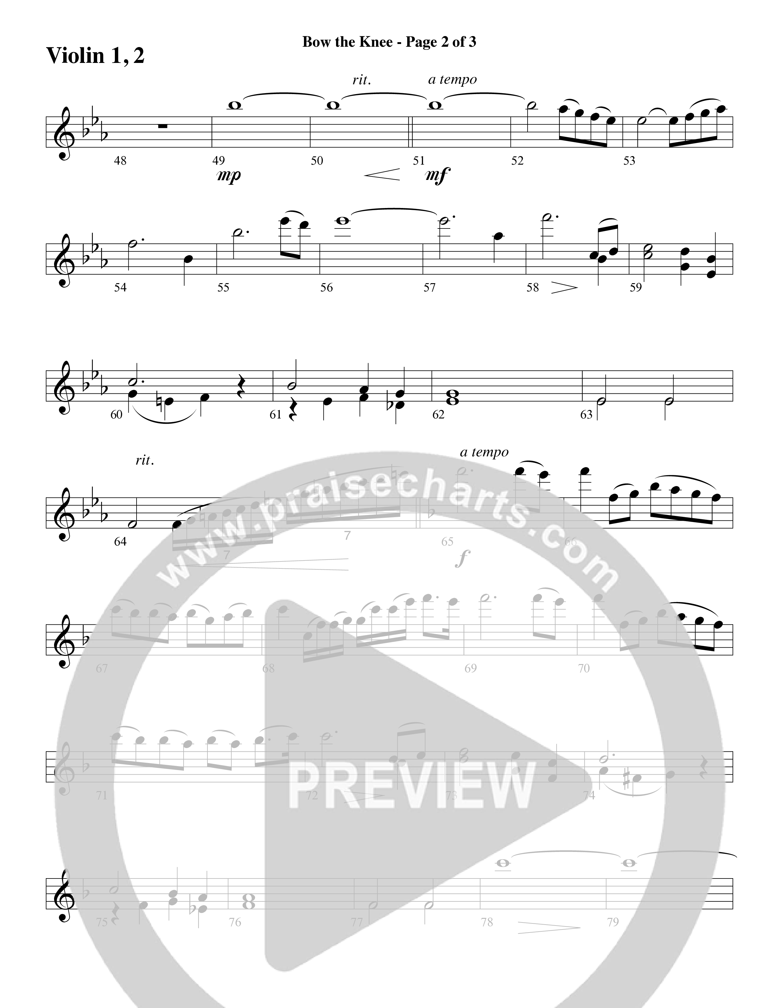Bow The Knee (Choral Anthem SATB) Violin 1/2 (Word Music Choral / Robert Sterling)
