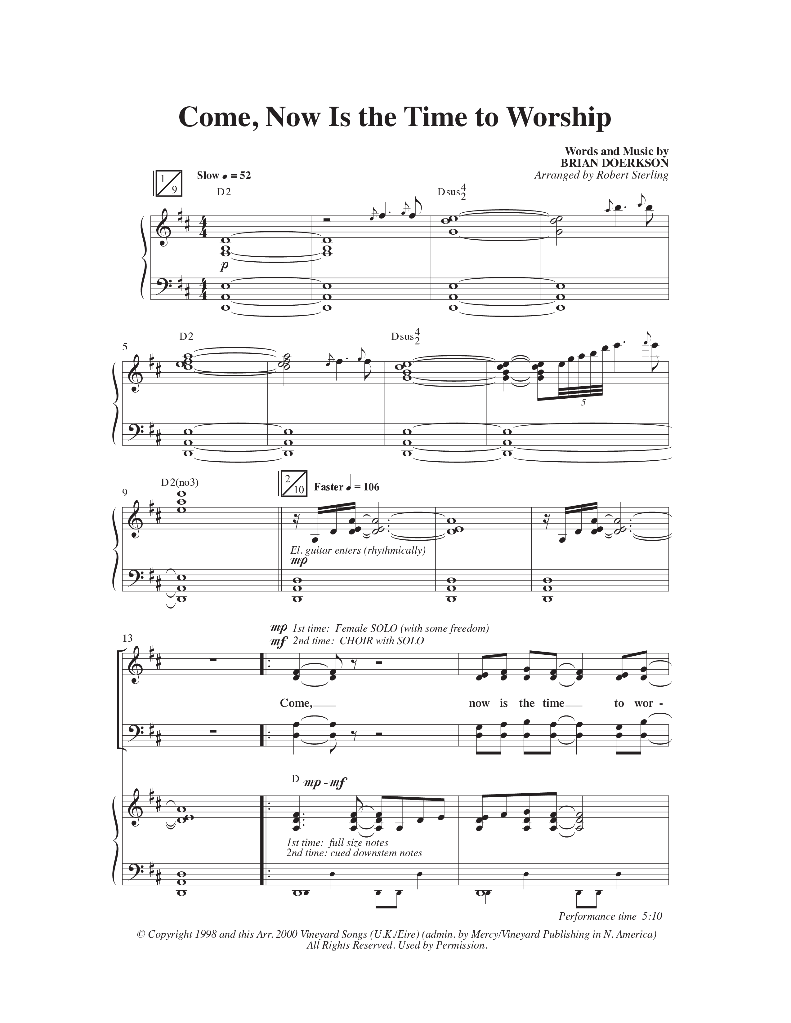Come, Now Is The Time To Worship (Choral Anthem SATB) Anthem (SATB/Piano) (Word Music Choral / Robert Sterling)