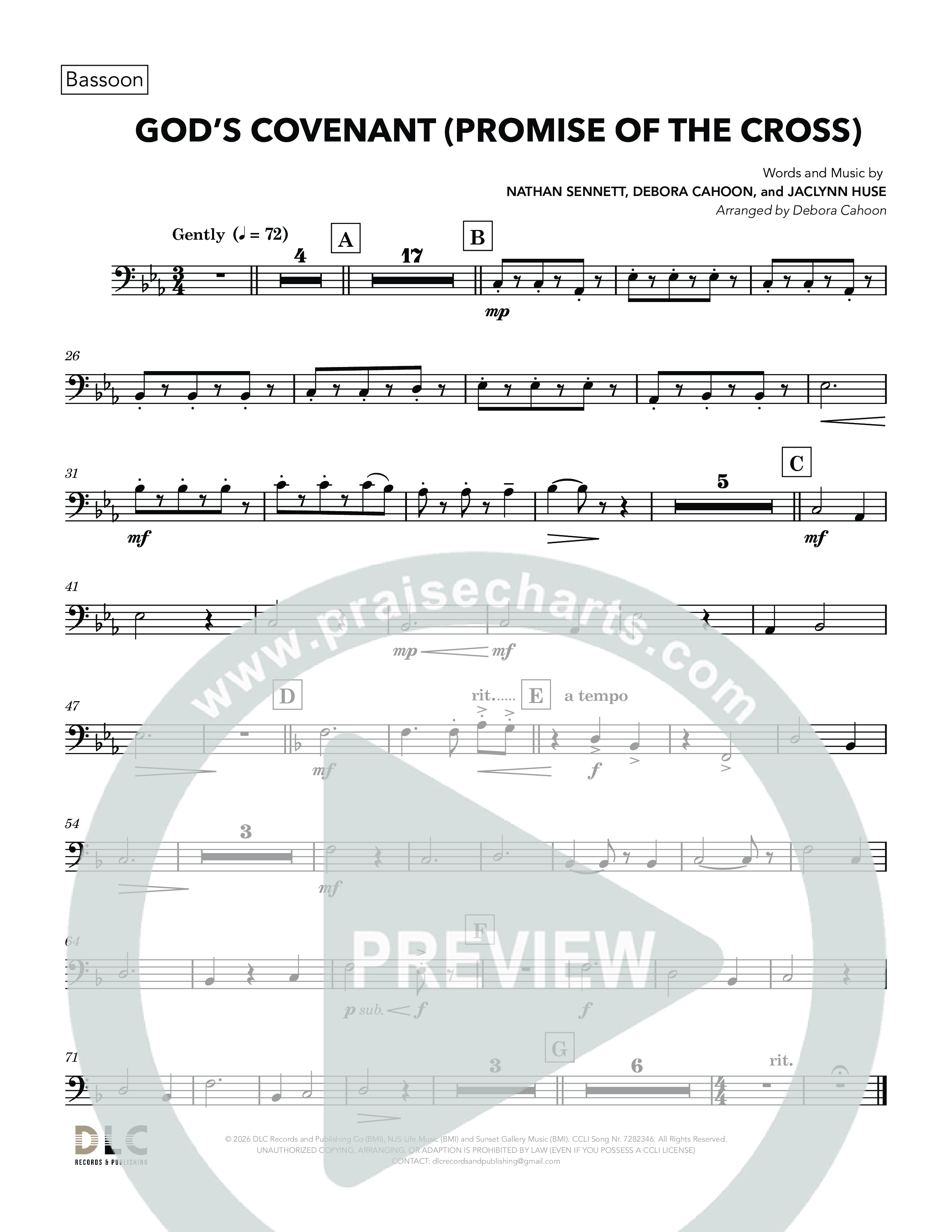 God's Covenant (Promise Of The Cross) (Choral Anthem SATB) Bassoon (Nathan Sennett / Debora Cahoon / Jaclynn Huse)