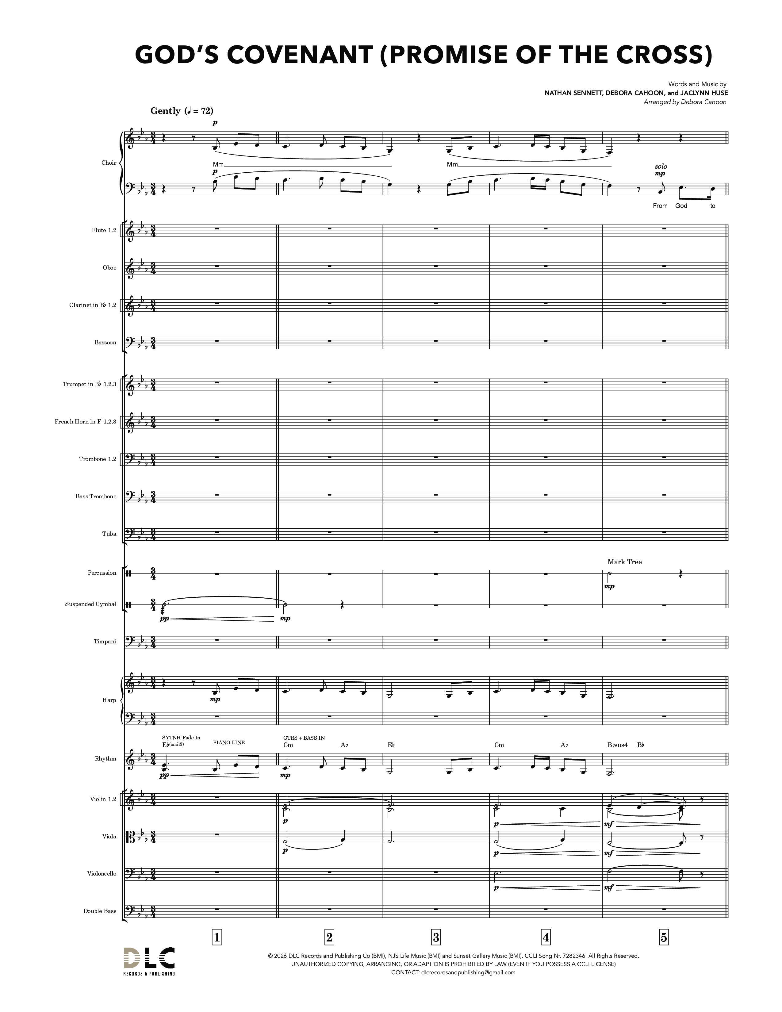 God's Covenant (Promise Of The Cross) (Choral Anthem SATB) Conductor's Score (Nathan Sennett / Debora Cahoon / Jaclynn Huse)
