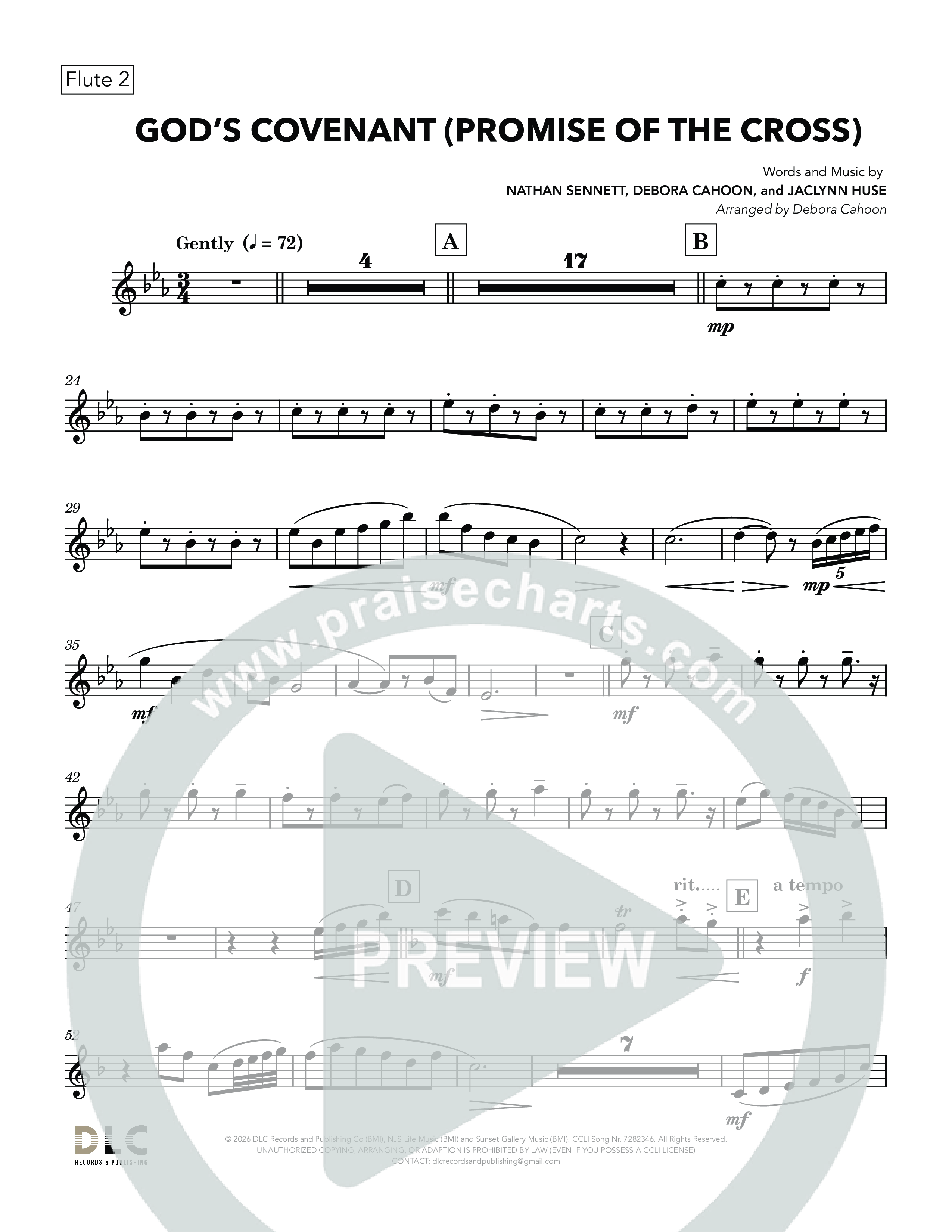 God's Covenant (Promise Of The Cross) (Choral Anthem SATB) Flute 1/2 (Nathan Sennett / Debora Cahoon / Jaclynn Huse)