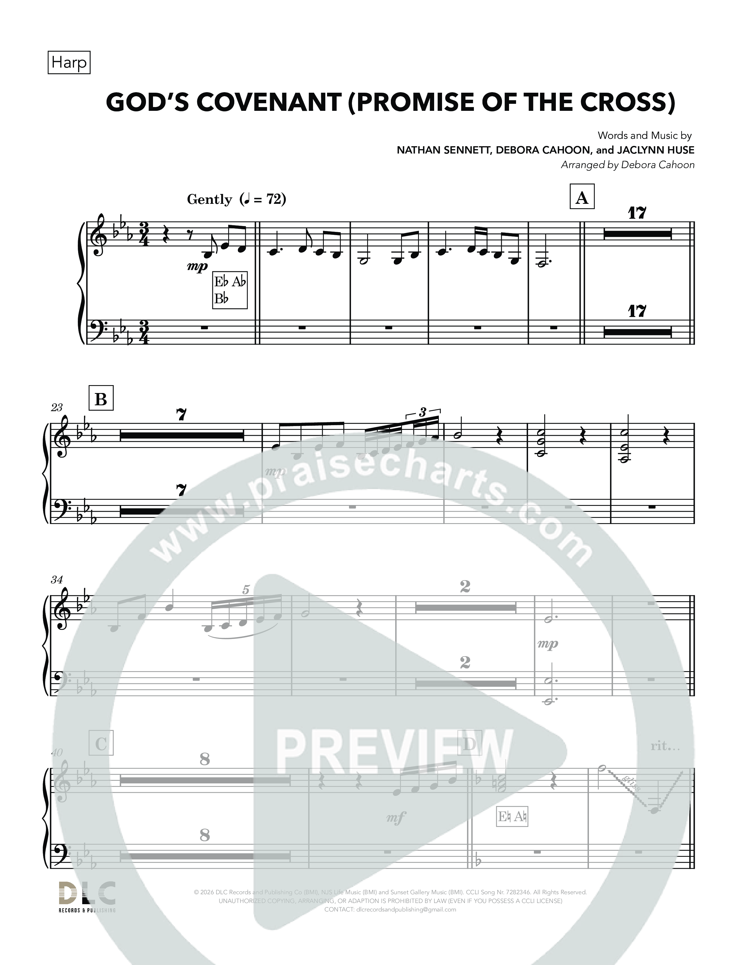 God's Covenant (Promise Of The Cross) (Choral Anthem SATB) Harp (Nathan Sennett / Debora Cahoon / Jaclynn Huse)