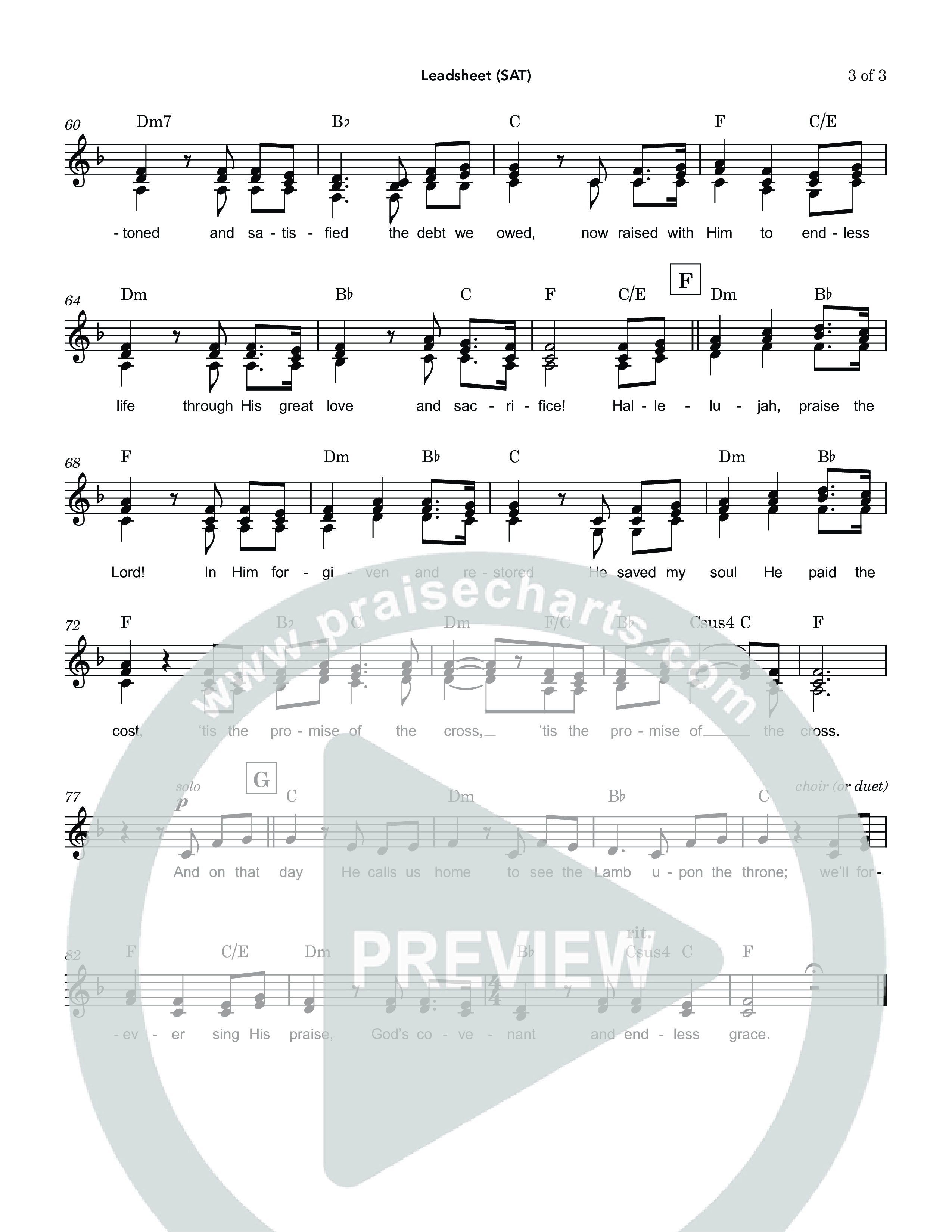 God's Covenant (Promise Of The Cross) (Choral Anthem SATB) Lead Sheet (SAT) (Nathan Sennett / Debora Cahoon / Jaclynn Huse)