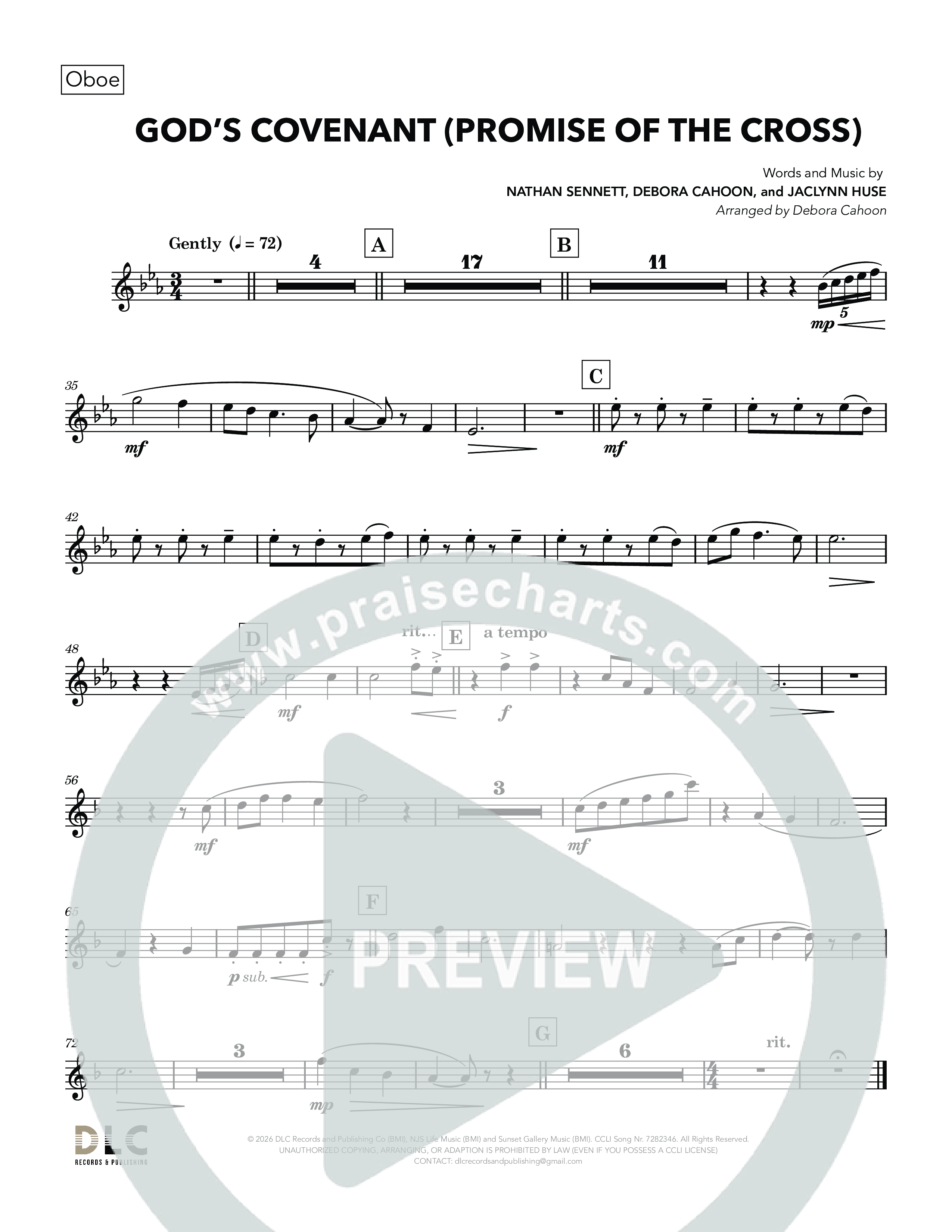 God's Covenant (Promise Of The Cross) (Choral Anthem SATB) Oboe (Nathan Sennett / Debora Cahoon / Jaclynn Huse)