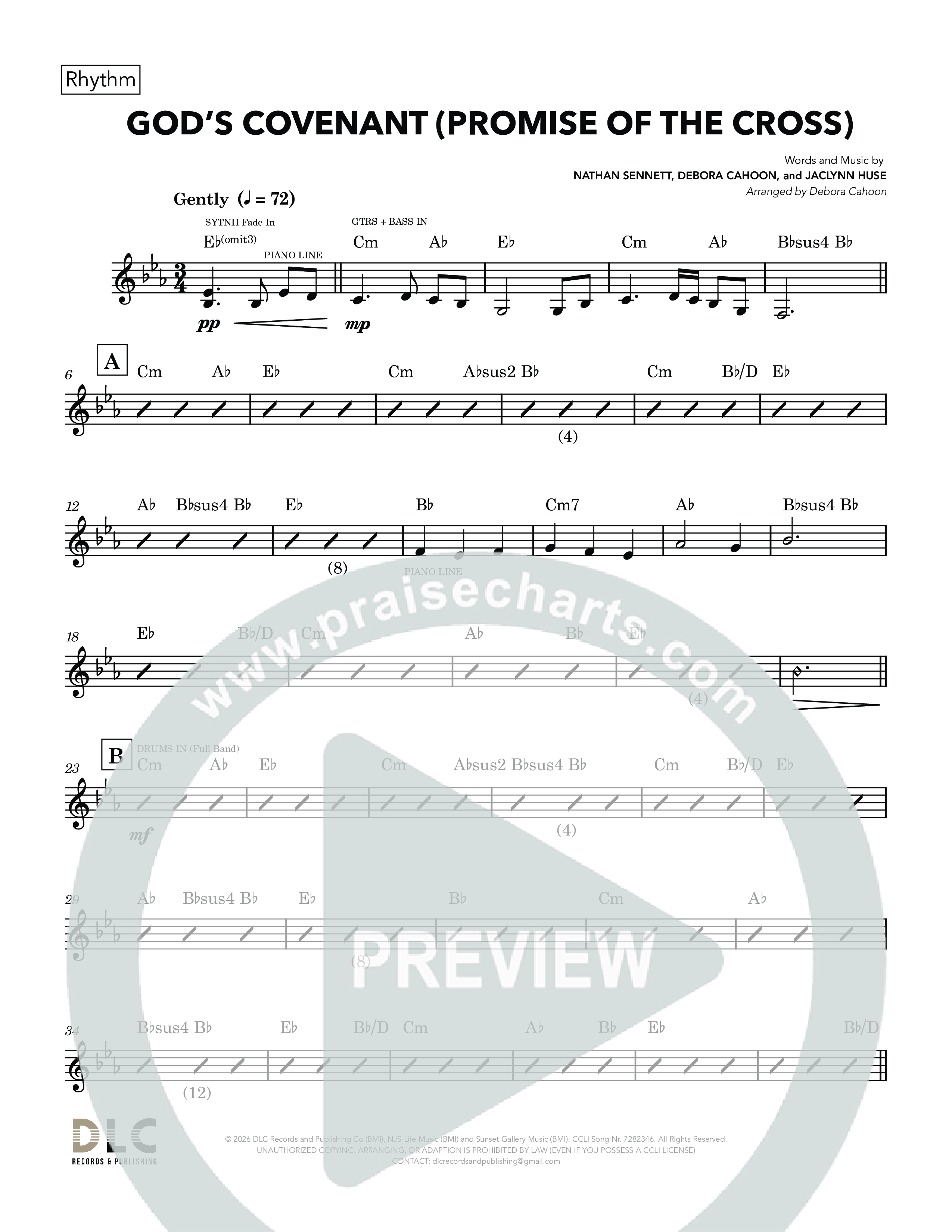 God's Covenant (Promise Of The Cross) (Choral Anthem SATB) Rhythm Chart (Nathan Sennett / Debora Cahoon / Jaclynn Huse)