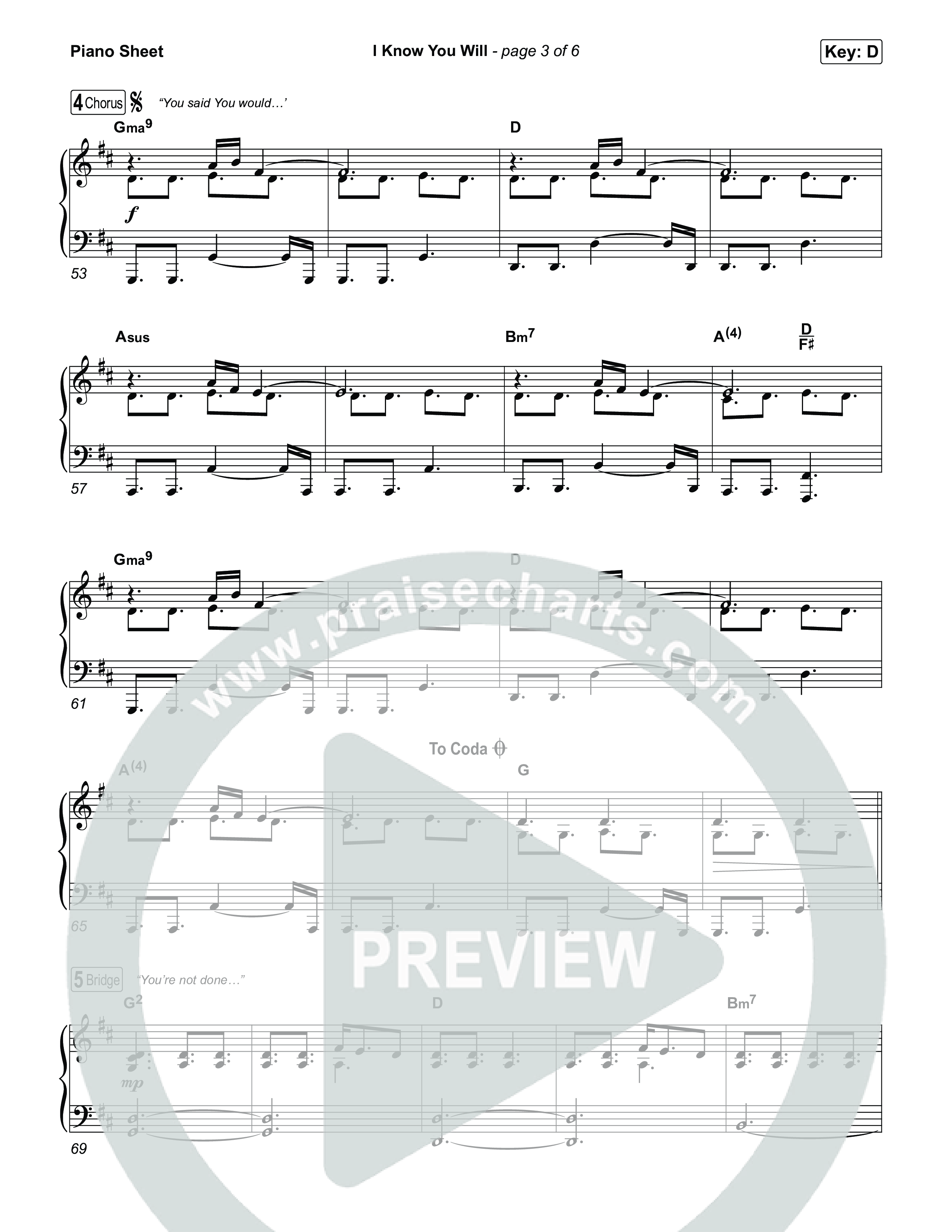 I Know You Will Piano Sheet (RVC Worship / Kayli Basson / Jordan Crawley)