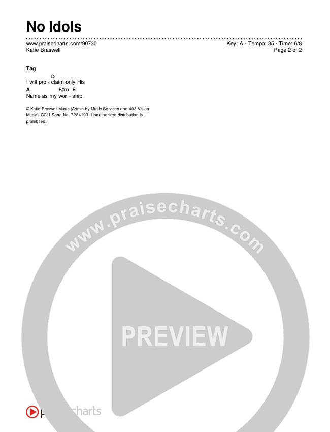 No Idols Chord Chart (Katie Braswell)