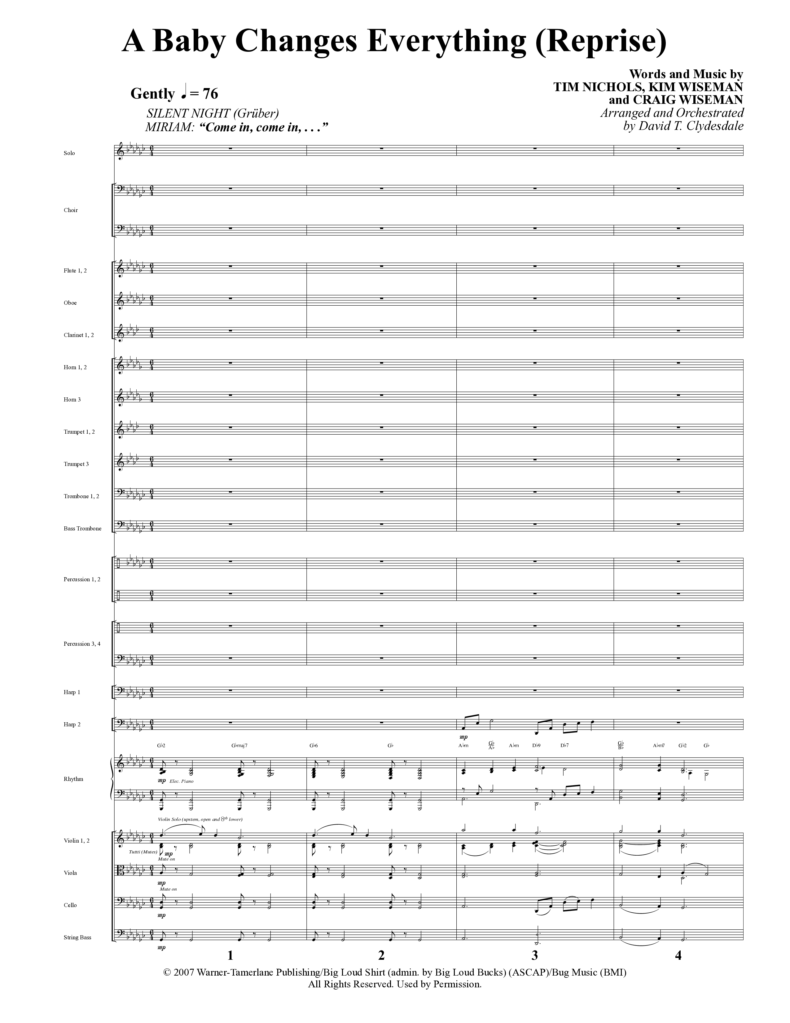 A Baby Changes Everything (16 Song Choral Collection) Song 12 (Orchestration) (Arr. Deborah Craig-Claar / Arr. David Clydesdale)