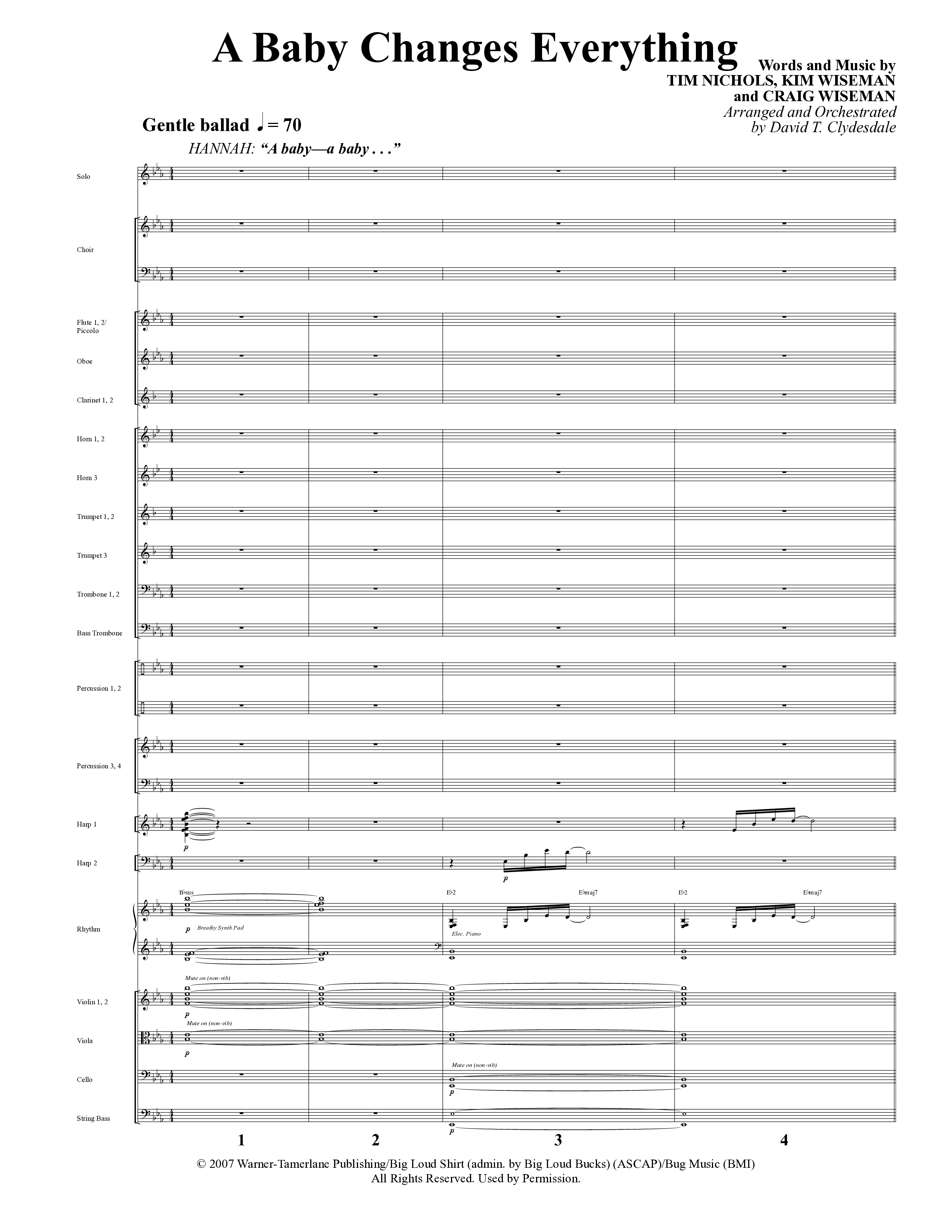 A Baby Changes Everything (16 Song Choral Collection) Song 6 (Orchestration) (Arr. Deborah Craig-Claar / Arr. David Clydesdale)