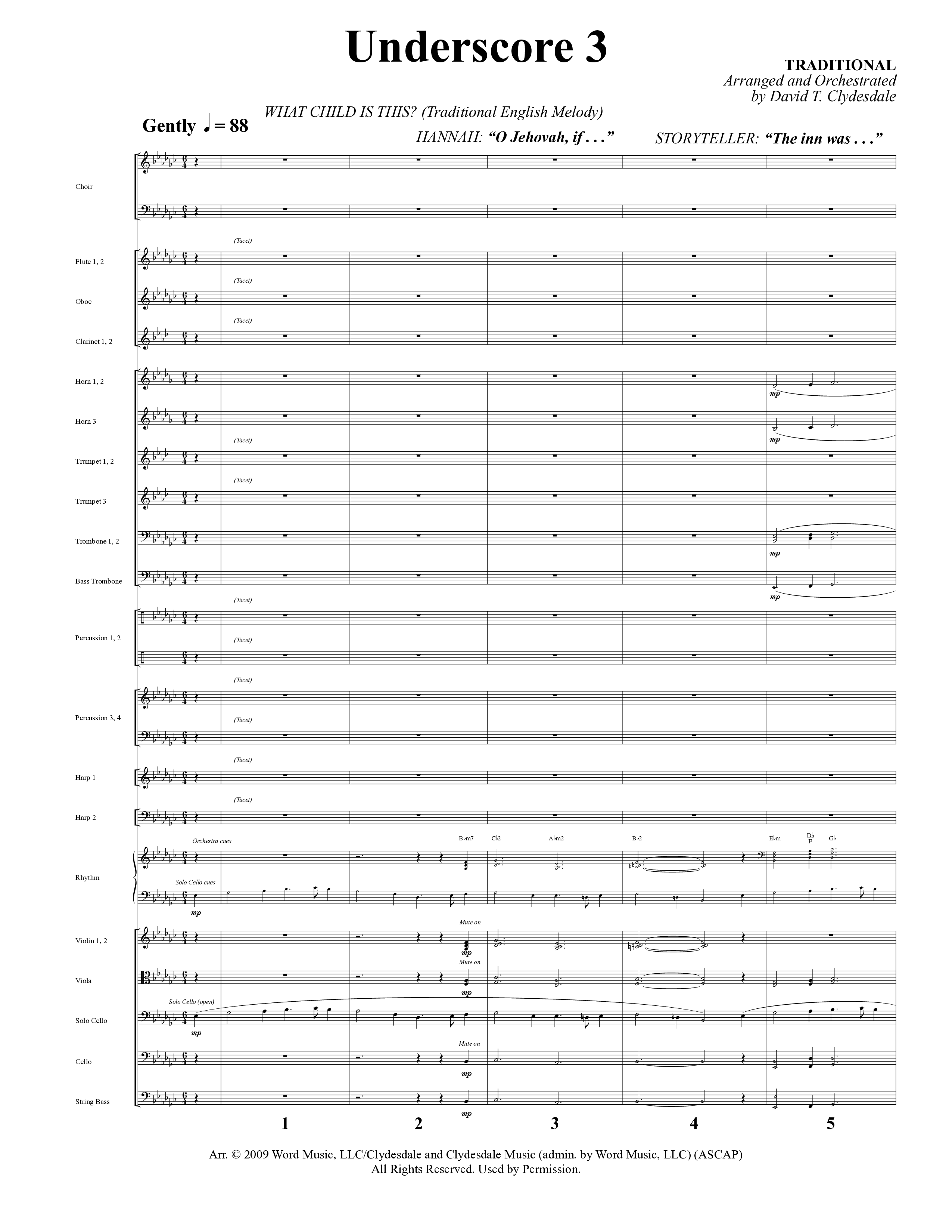 A Baby Changes Everything (16 Song Choral Collection) Song 7 (Orchestration) (Arr. Deborah Craig-Claar / Arr. David Clydesdale)