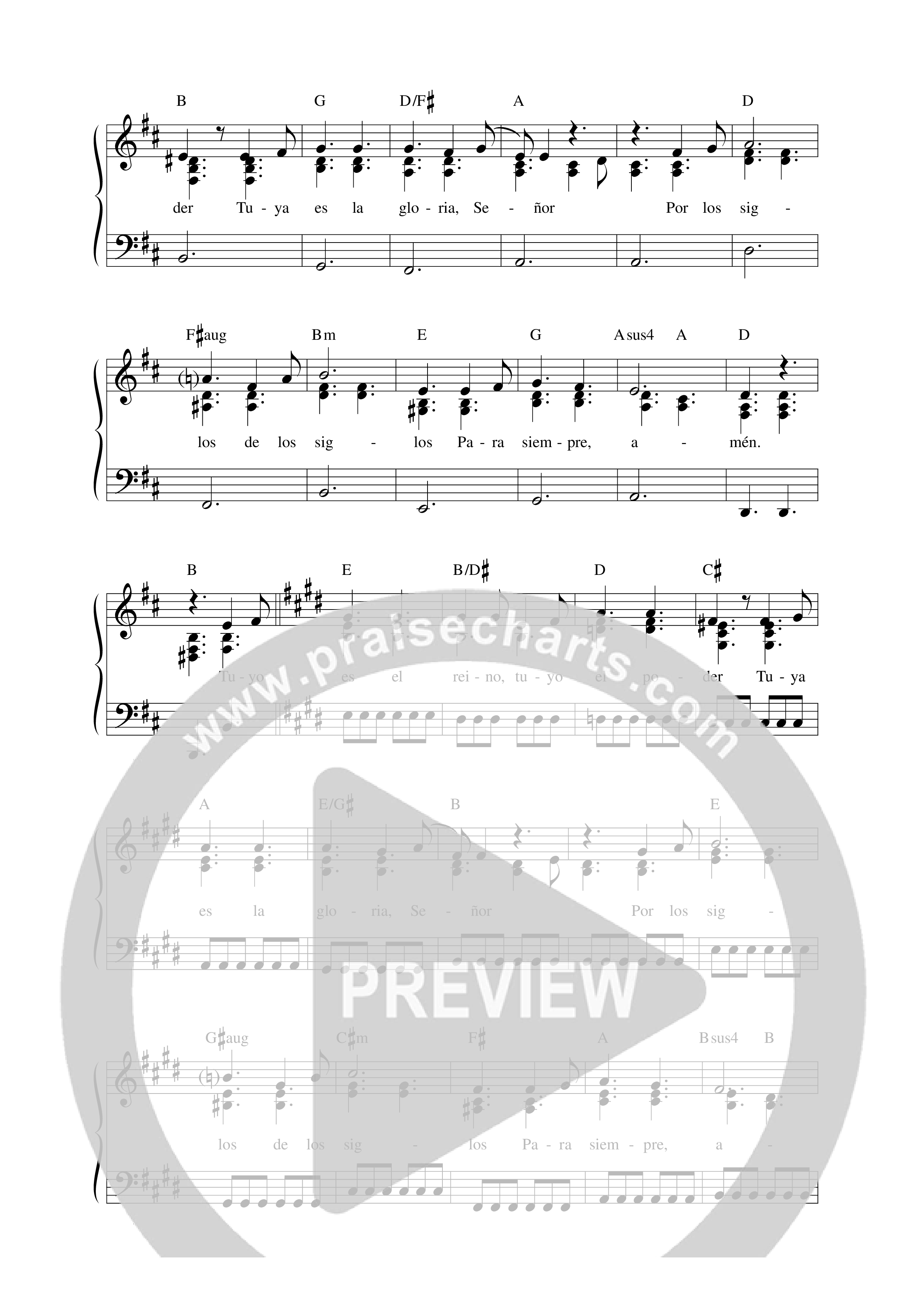 Tuyo es el reino, el poder y la gloria para siempre Lead Sheet Melody (Música Más Vida)