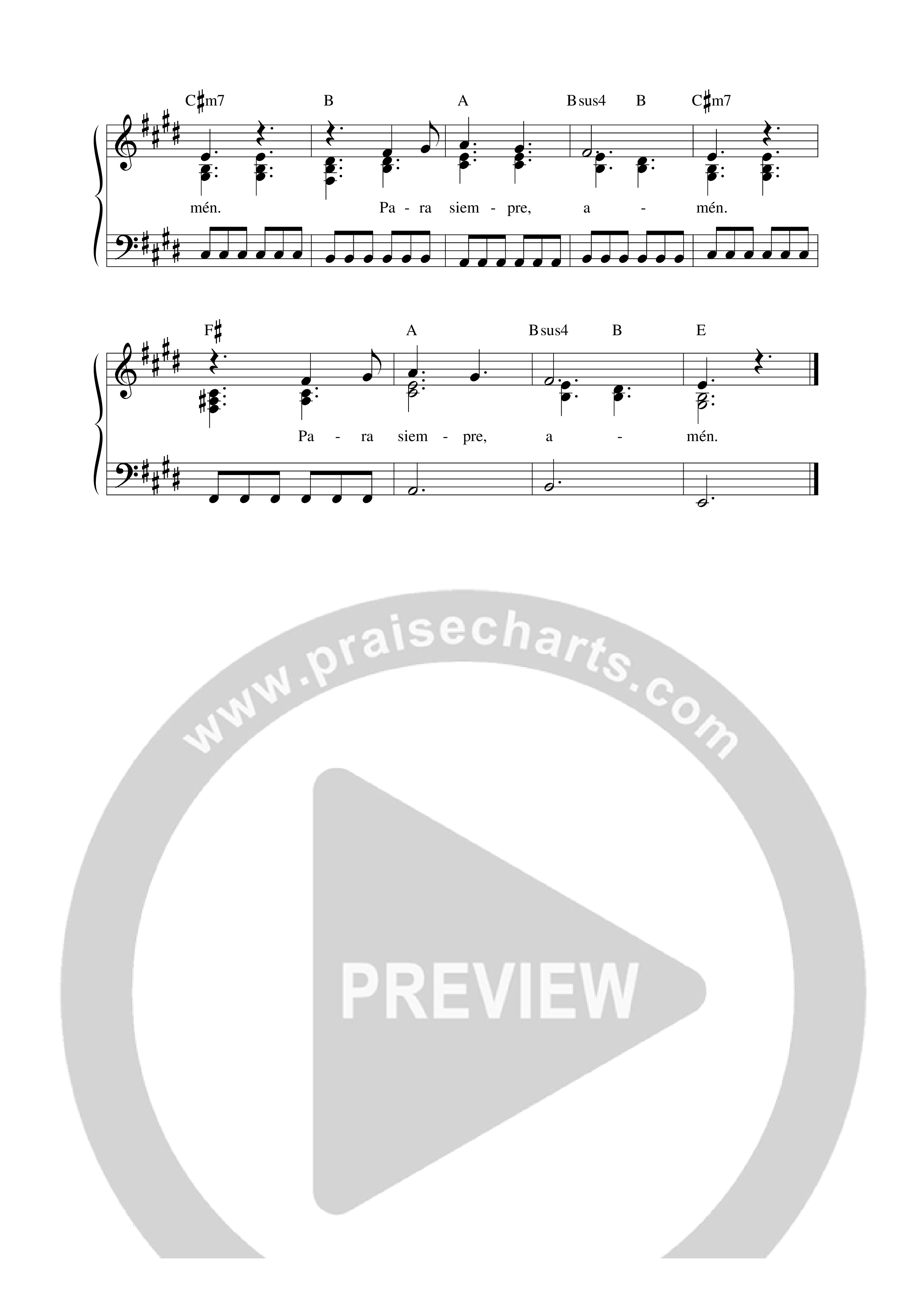 Tuyo es el reino, el poder y la gloria para siempre Lead Sheet Melody (Música Más Vida)