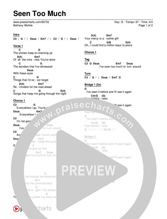 Seen Too Much Chords & Lyrics (Bethany Wohrle)