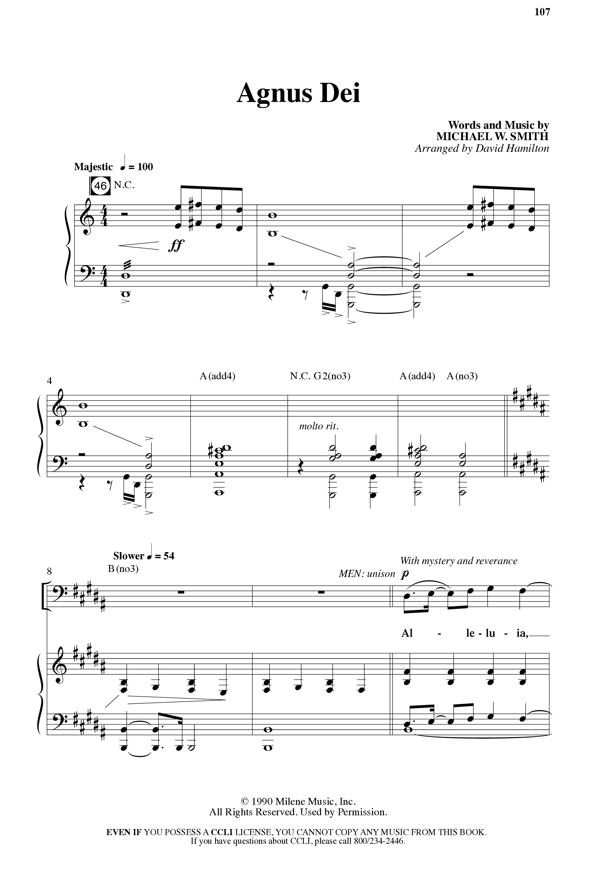 Agnus Dei (12 Song Choral Collection) Song 10 (Piano SATB) (Arr. David Hamilton / Arr. Dennis Worley / Arr. Karla Worley)