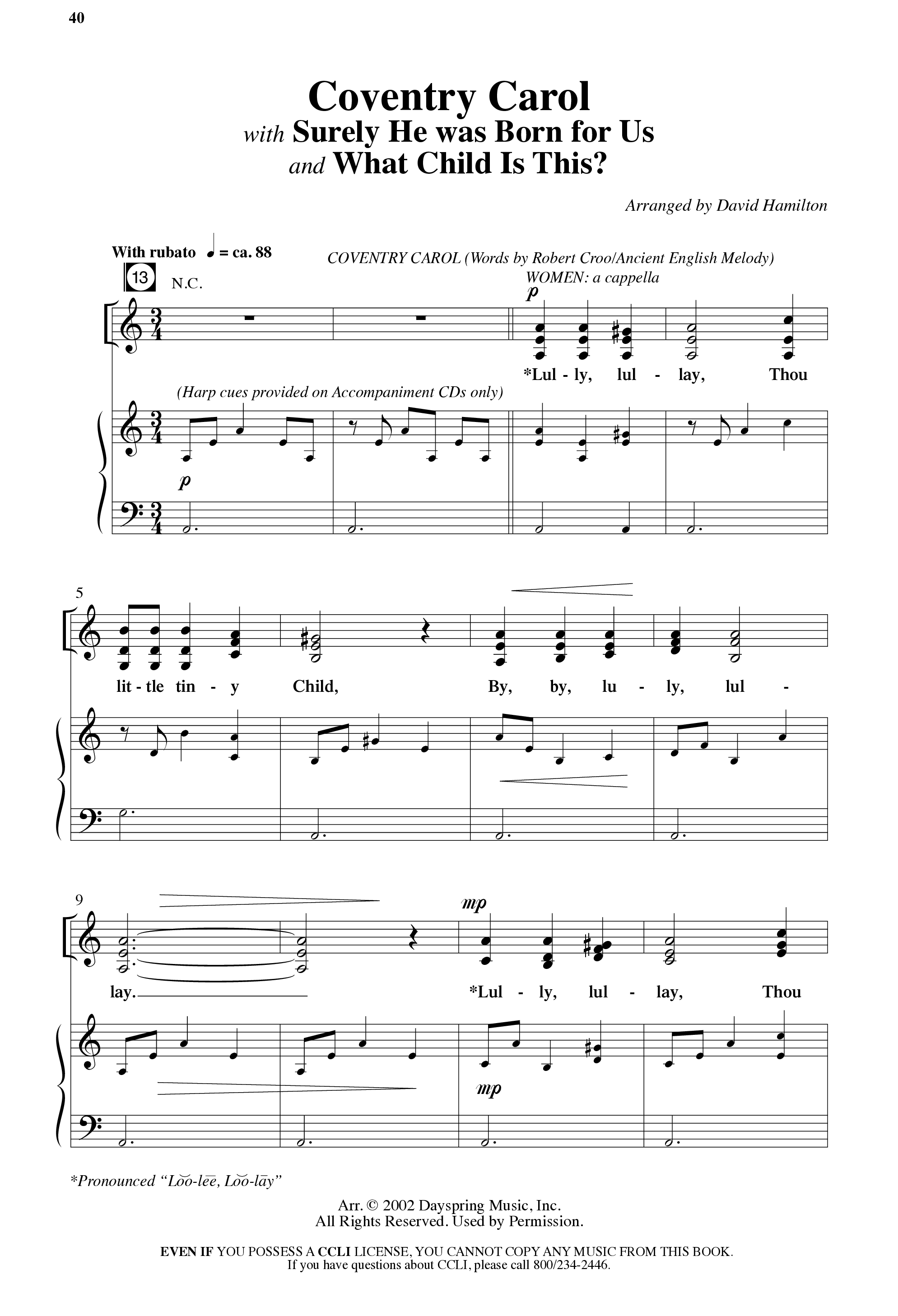 Agnus Dei (12 Song Choral Collection) Song 4 (Piano SATB) (Arr. David Hamilton / Arr. Dennis Worley / Arr. Karla Worley)