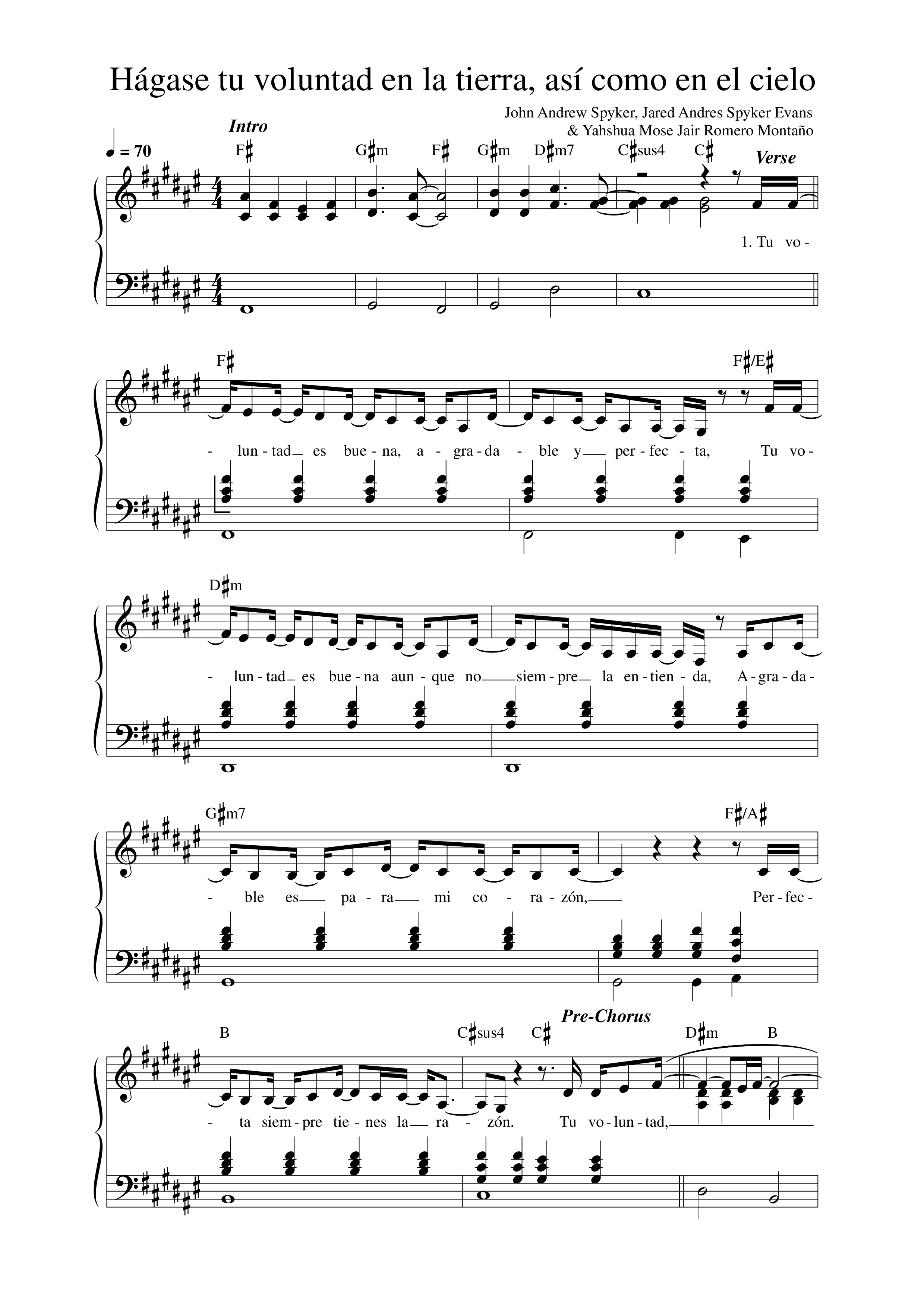 Hágase Tu voluntad en la tierra, así como en el cielo Lead Sheet Melody (Música Más Vida)