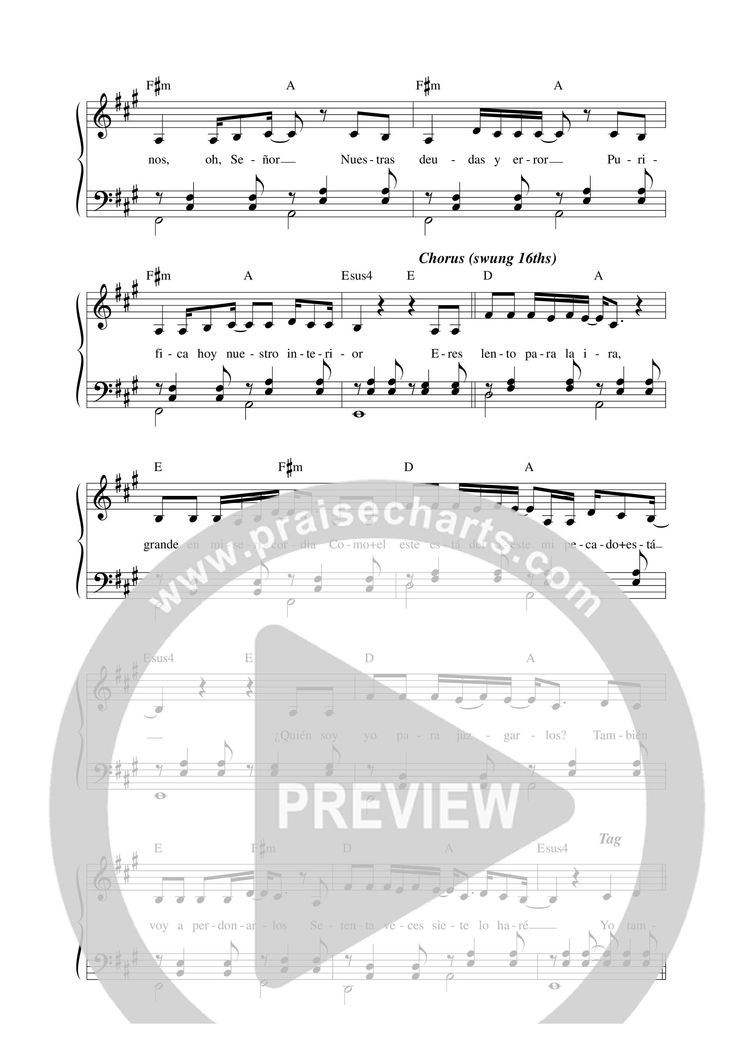 Perdona nuestras deudas, como también nosotros perdonamos Lead Sheet Melody (Música Más Vida)