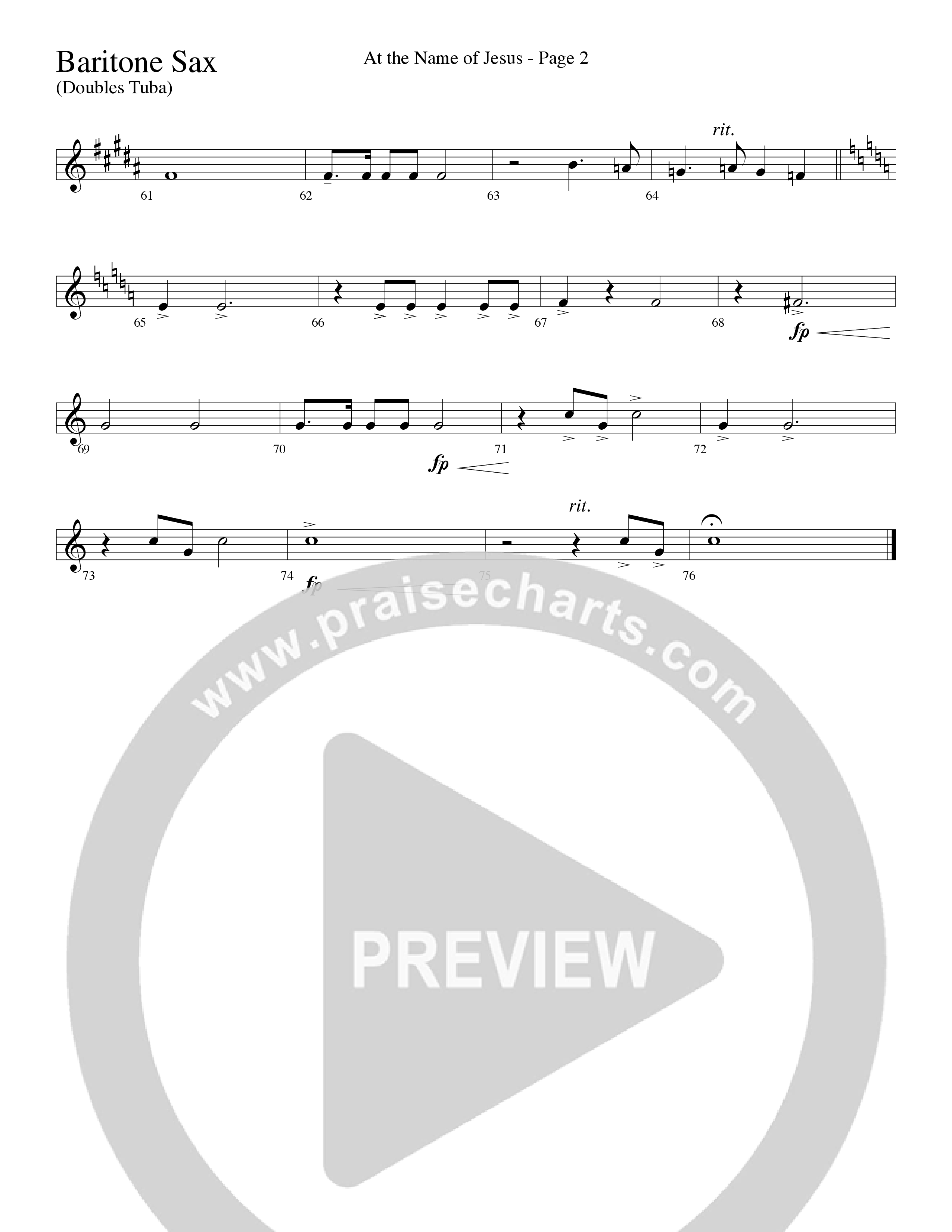 At The Name Of Jesus (Choral Anthem SATB) Bari Sax (Word Music Choral / Edson Dickinson)