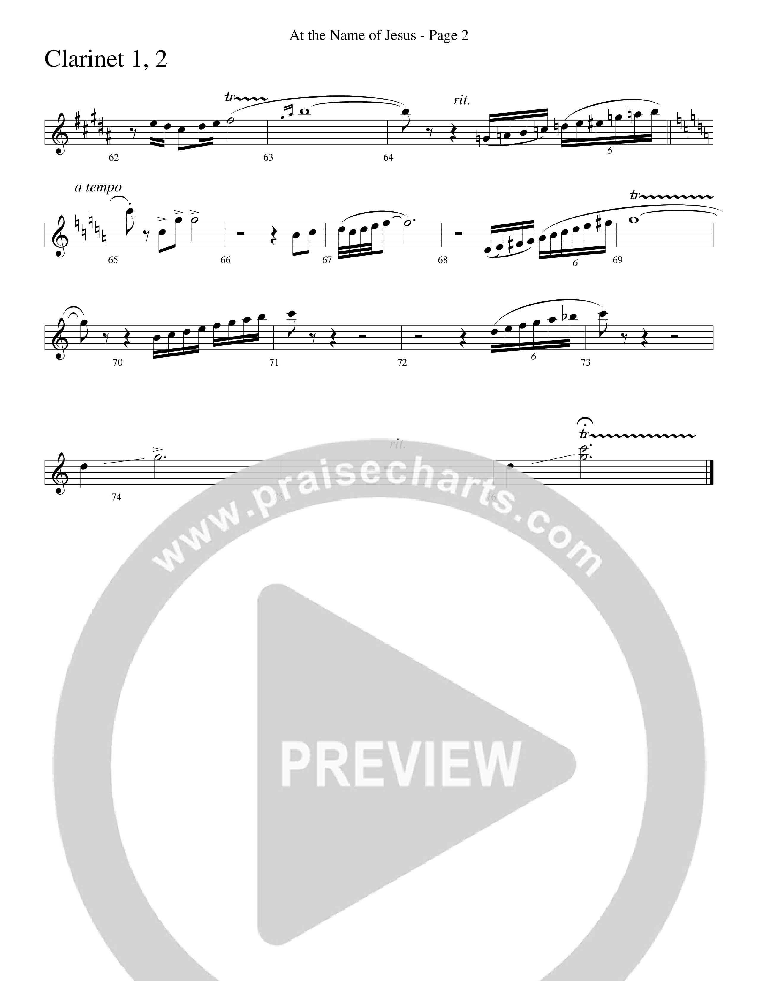 At The Name Of Jesus (Choral Anthem SATB) Clarinet 1/2 (Word Music Choral / Edson Dickinson)