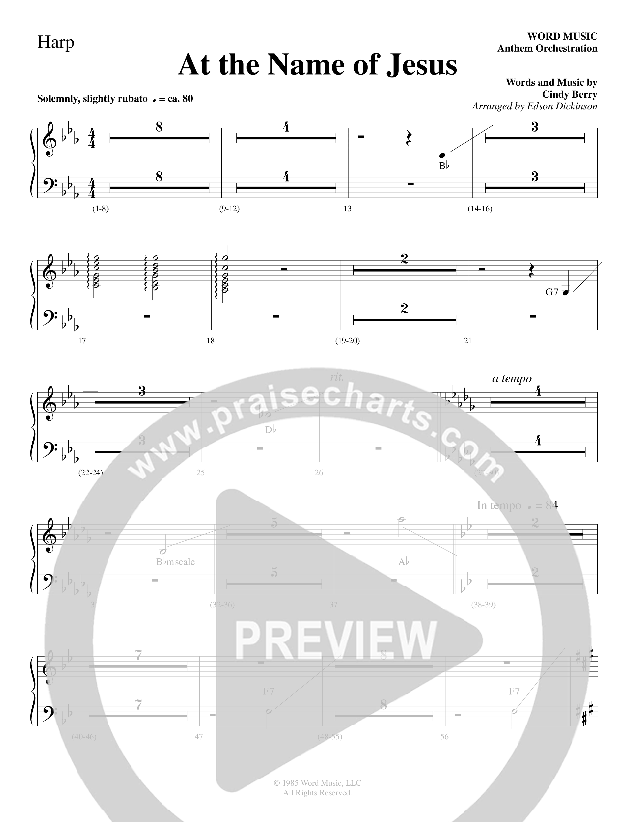 At The Name Of Jesus (Choral Anthem SATB) Harp (Word Music Choral / Edson Dickinson)