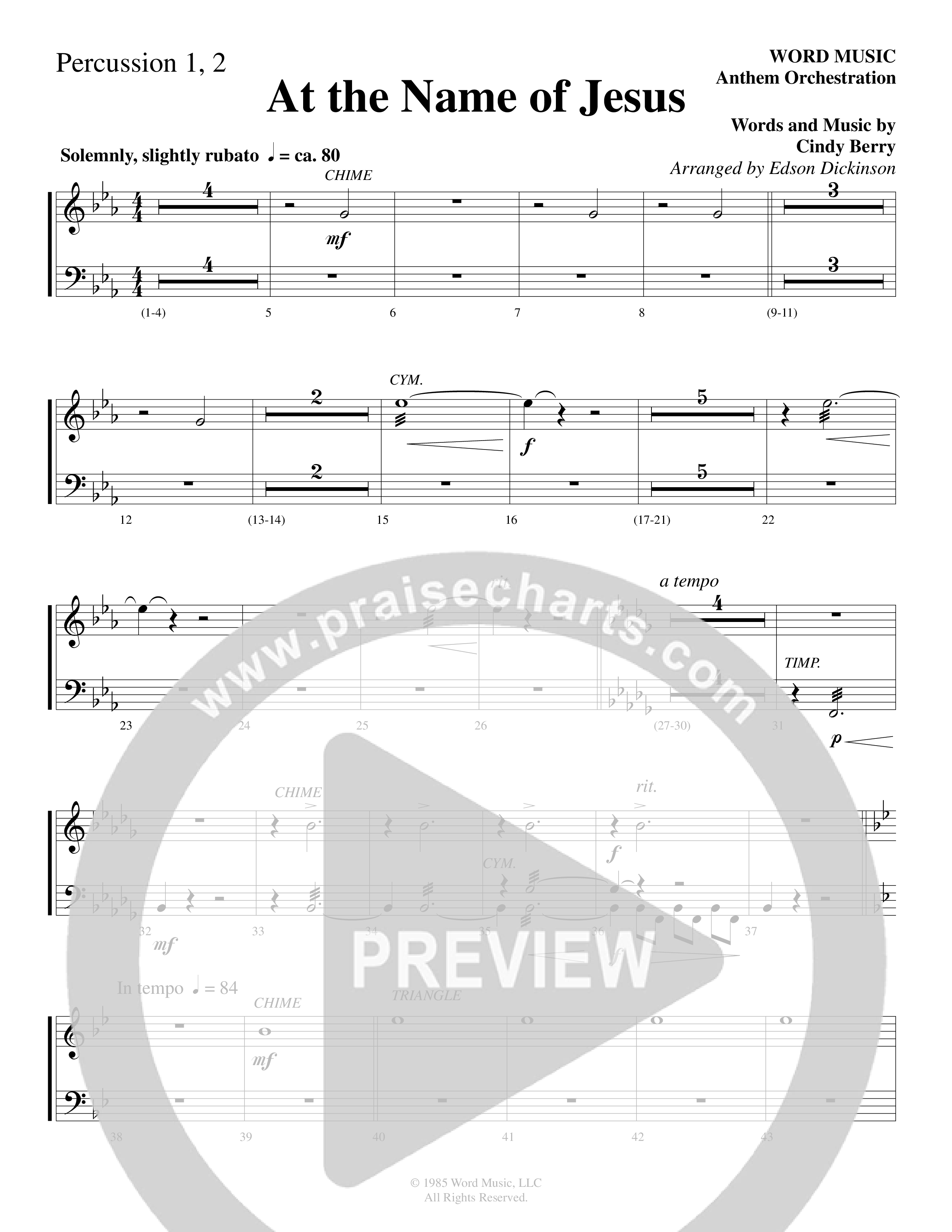 At The Name Of Jesus (Choral Anthem SATB) Percussion (Word Music Choral / Edson Dickinson)