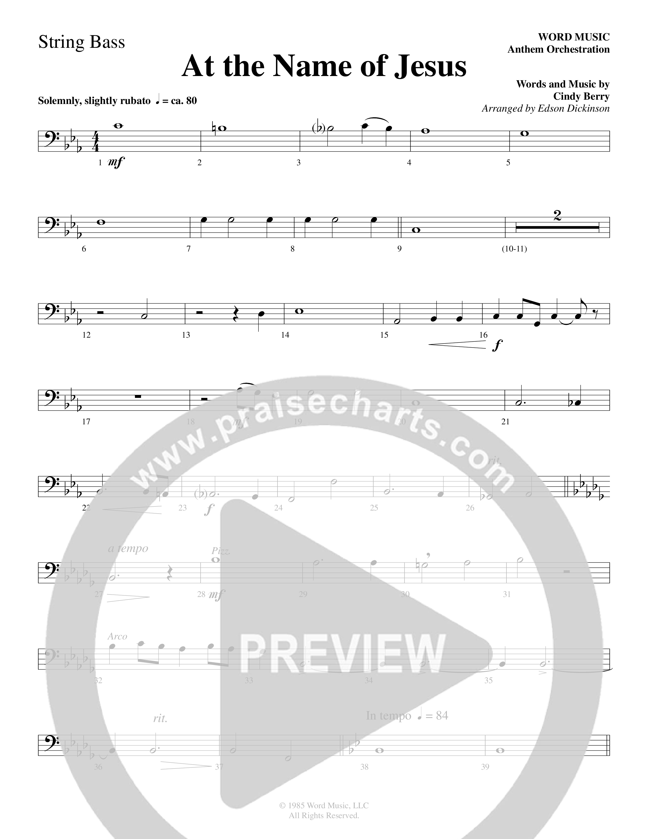 At The Name Of Jesus (Choral Anthem SATB) String Bass (Word Music Choral / Edson Dickinson)