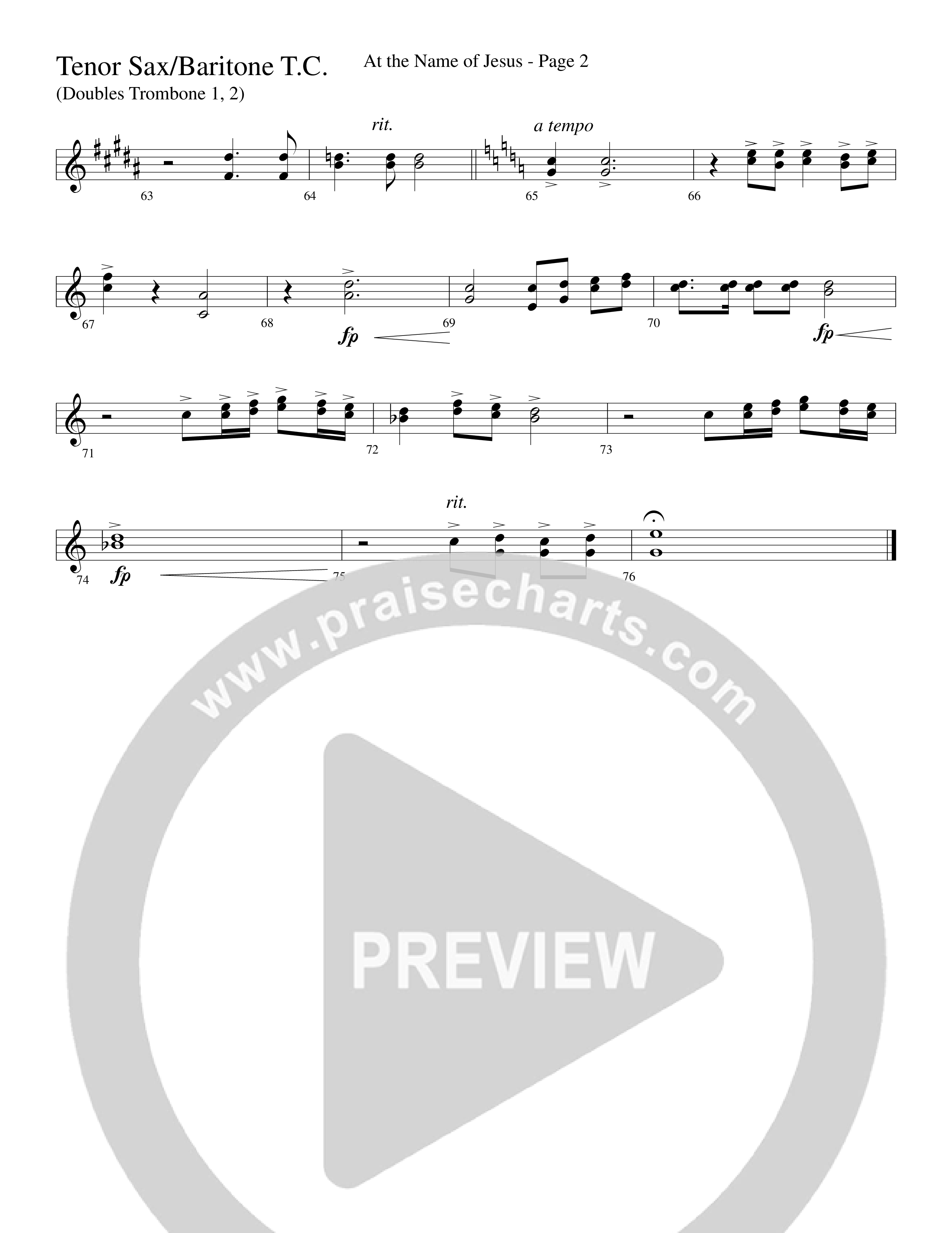 At The Name Of Jesus (Choral Anthem SATB) Tenor Sax/Baritone T.C. (Word Music Choral / Edson Dickinson)