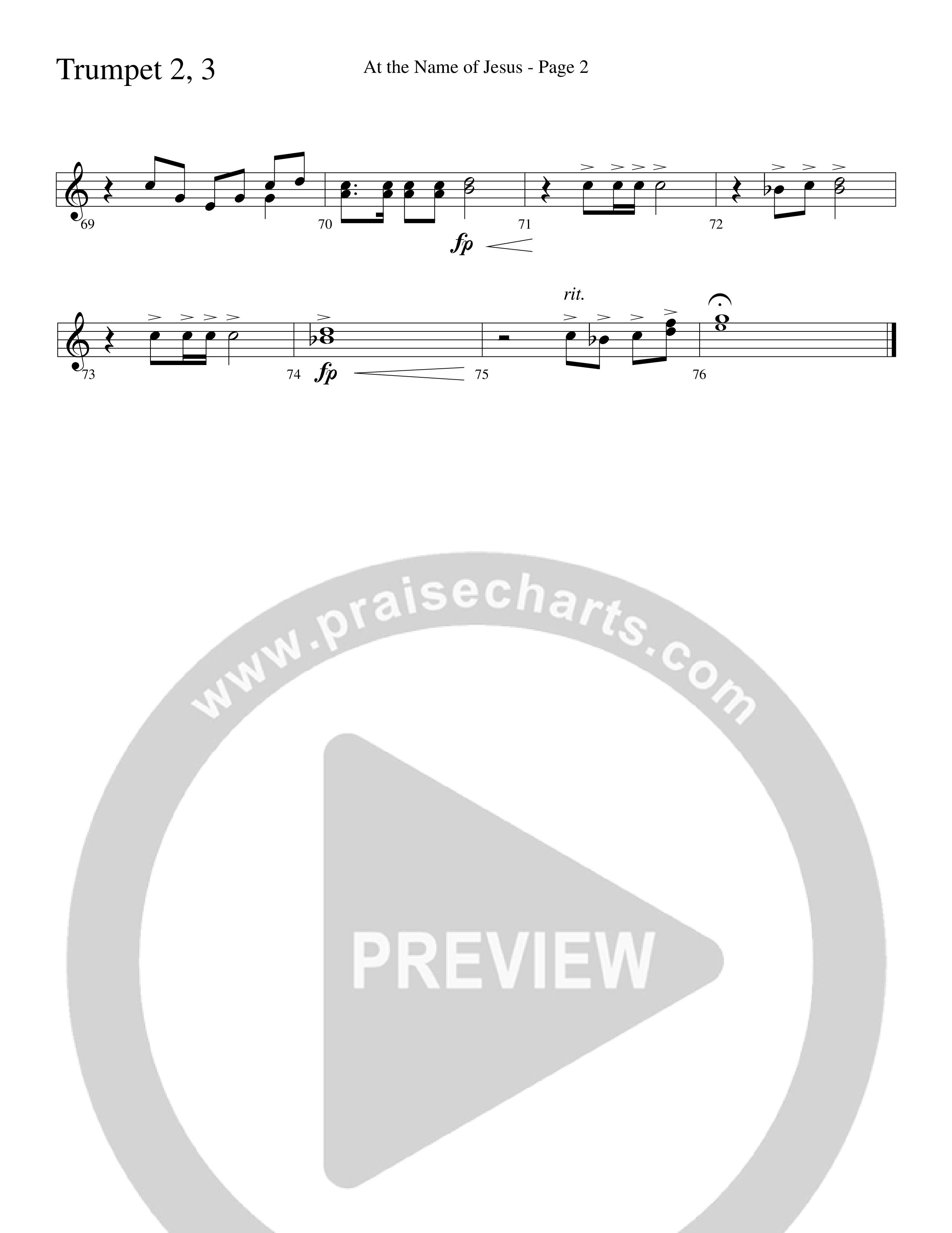 At The Name Of Jesus (Choral Anthem SATB) Trumpet 2/3 (Word Music Choral / Edson Dickinson)