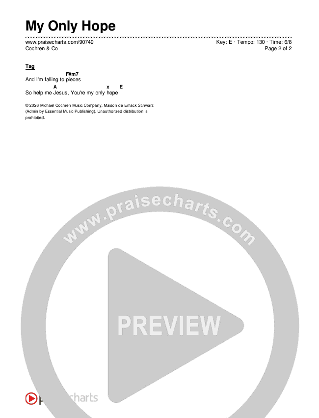 My Only Hope Chords & Lyrics (Cochren & Co)