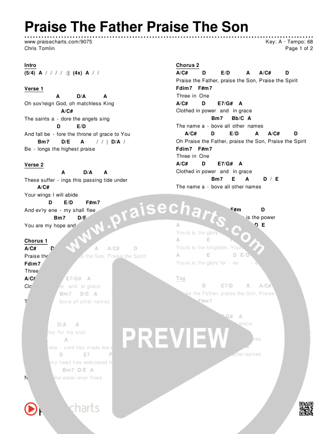 Praise The Father Praise The Son Chords & Lyrics (Chris Tomlin)