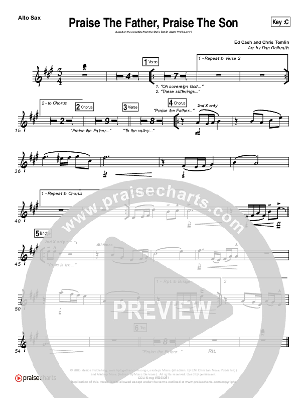 Praise The Father Praise The Son Alto Sax (Chris Tomlin)