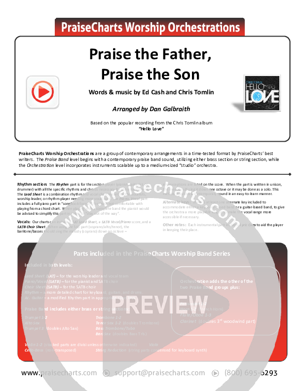 Praise The Father Praise The Son Orchestration (Chris Tomlin)
