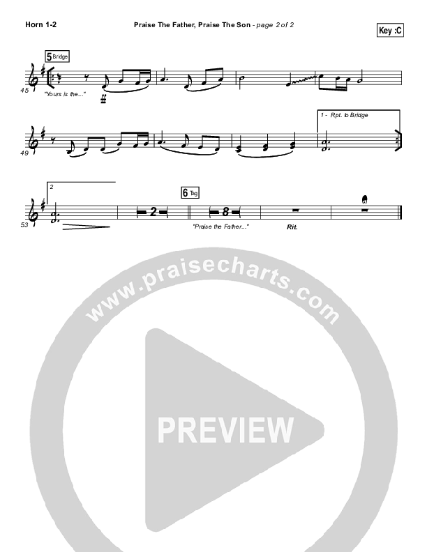 Praise The Father Praise The Son French Horn 1/2 (Chris Tomlin)