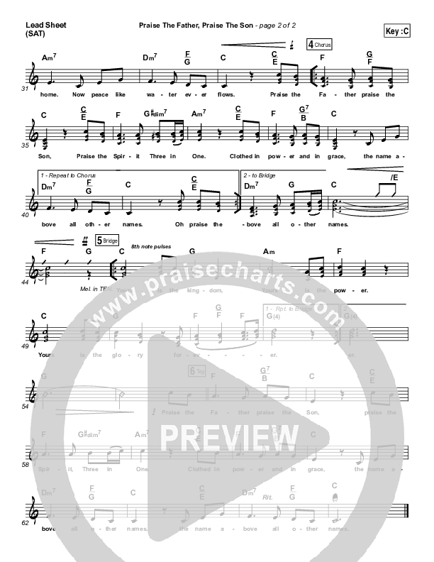 Praise The Father Praise The Son Lead Sheet (SAT) (Chris Tomlin)