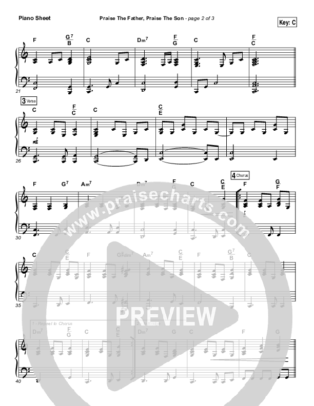 Praise The Father Praise The Son Piano Sheet (Chris Tomlin)