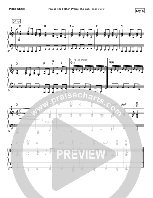 Praise The Father Praise The Son Piano Sheet (Chris Tomlin)
