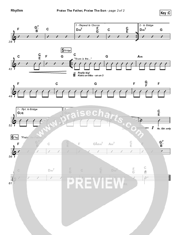 Praise The Father Praise The Son Rhythm Chart (Chris Tomlin)